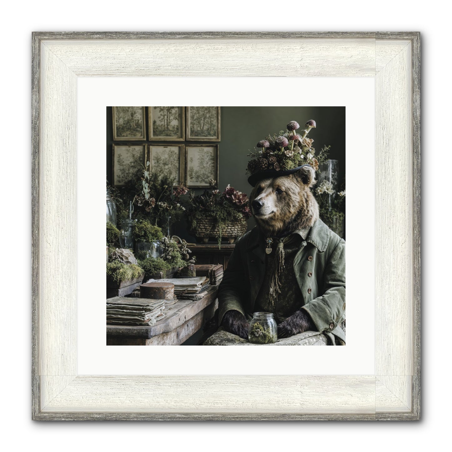 The Hour Of Wild Honey Framed Print - Driftwood White 16x16