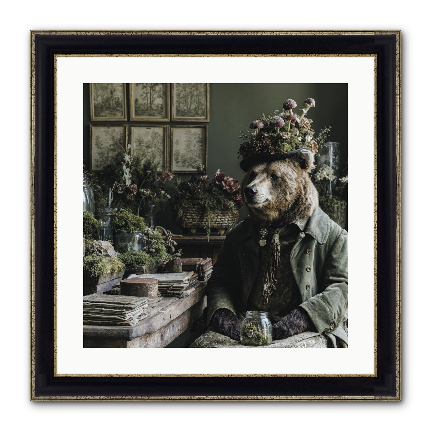 The Hour Of Wild Honey Framed Print - Black & Gold 20x20
