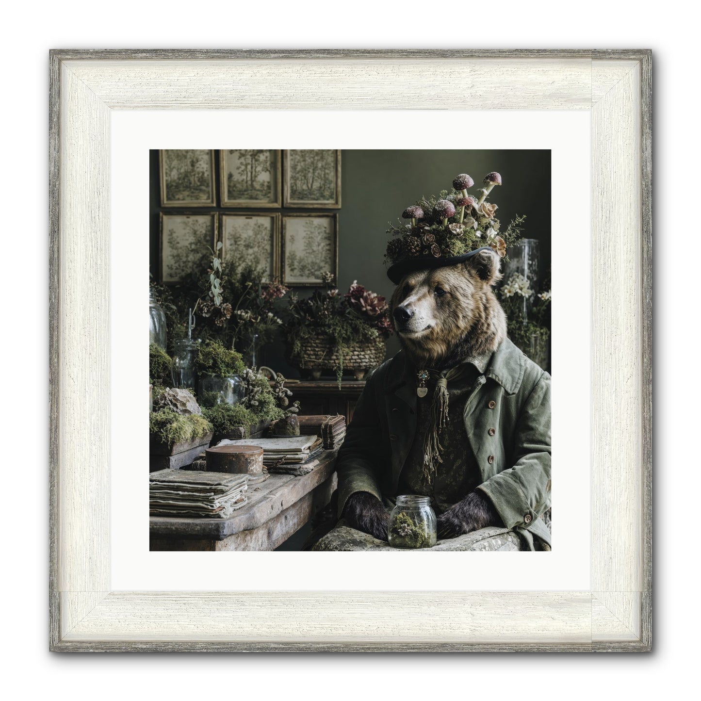 The Hour Of Wild Honey Framed Print - Driftwood White 20x20