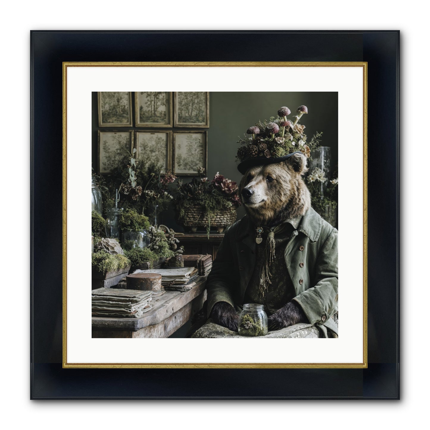 The Hour Of Wild Honey Framed Print - Wide Black w/Gold 20x20