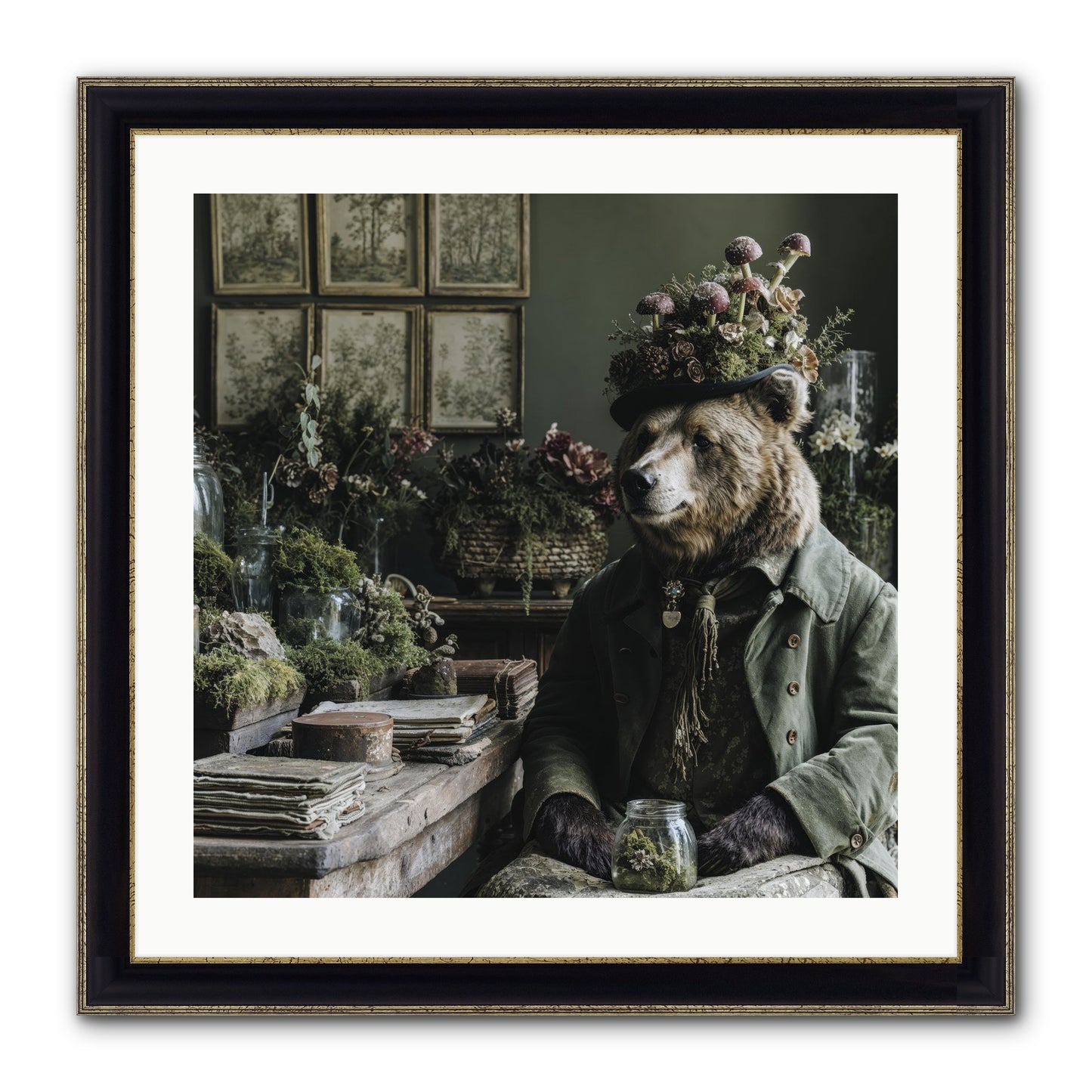 The Hour Of Wild Honey Framed Print - Black & Gold 24x24