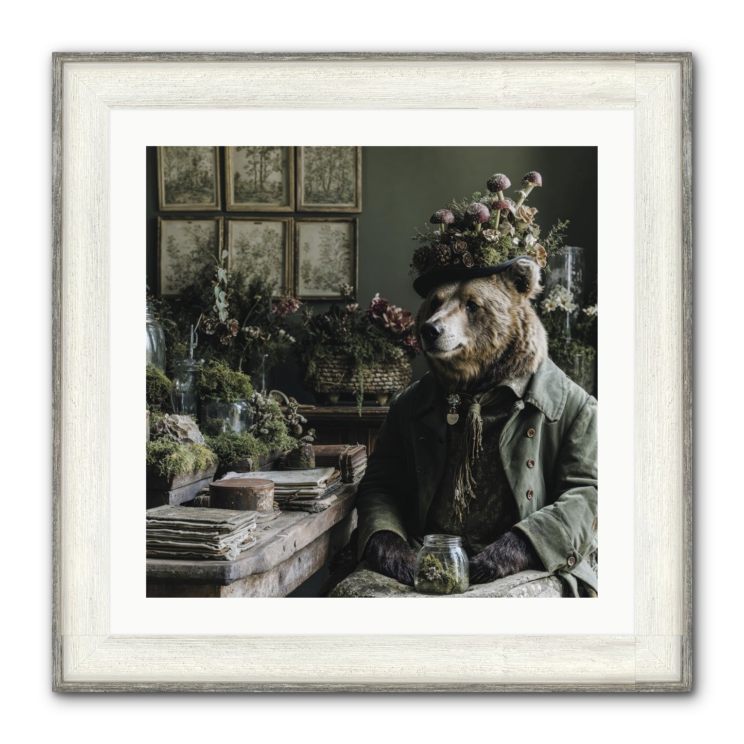 The Hour Of Wild Honey Framed Print - Driftwood White 24x24