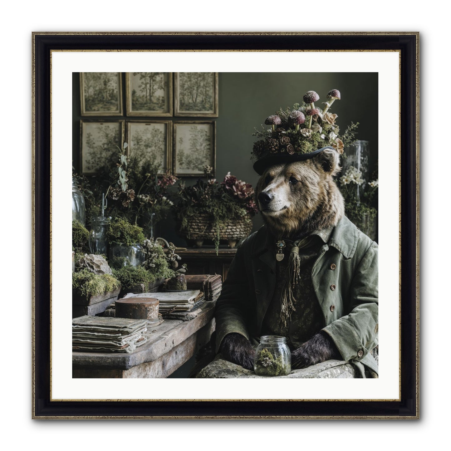 The Hour Of Wild Honey Framed Print - Black & Gold 30x30