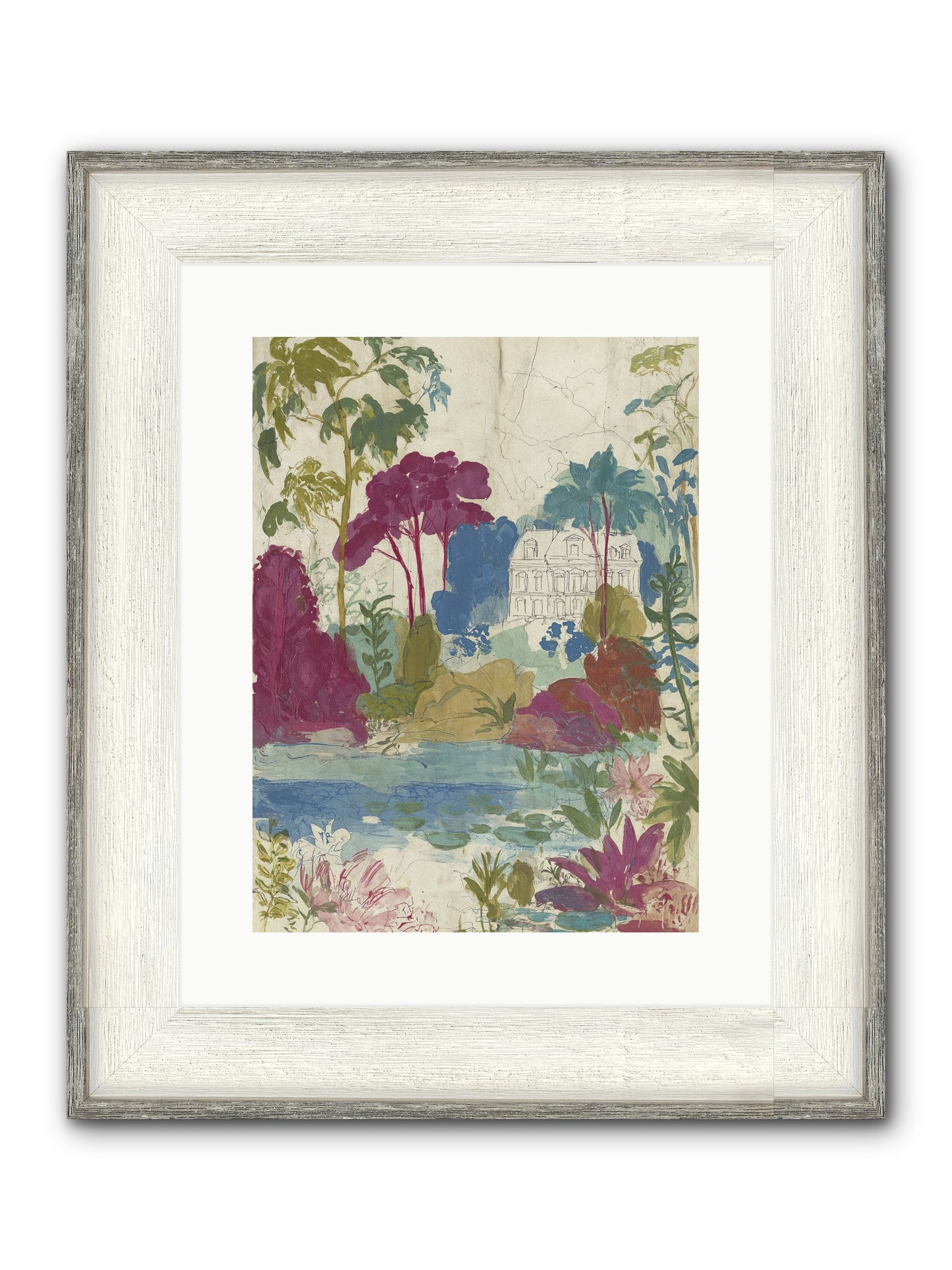 The House Sketched Itself In Framed Print - Driftwood White 12x16