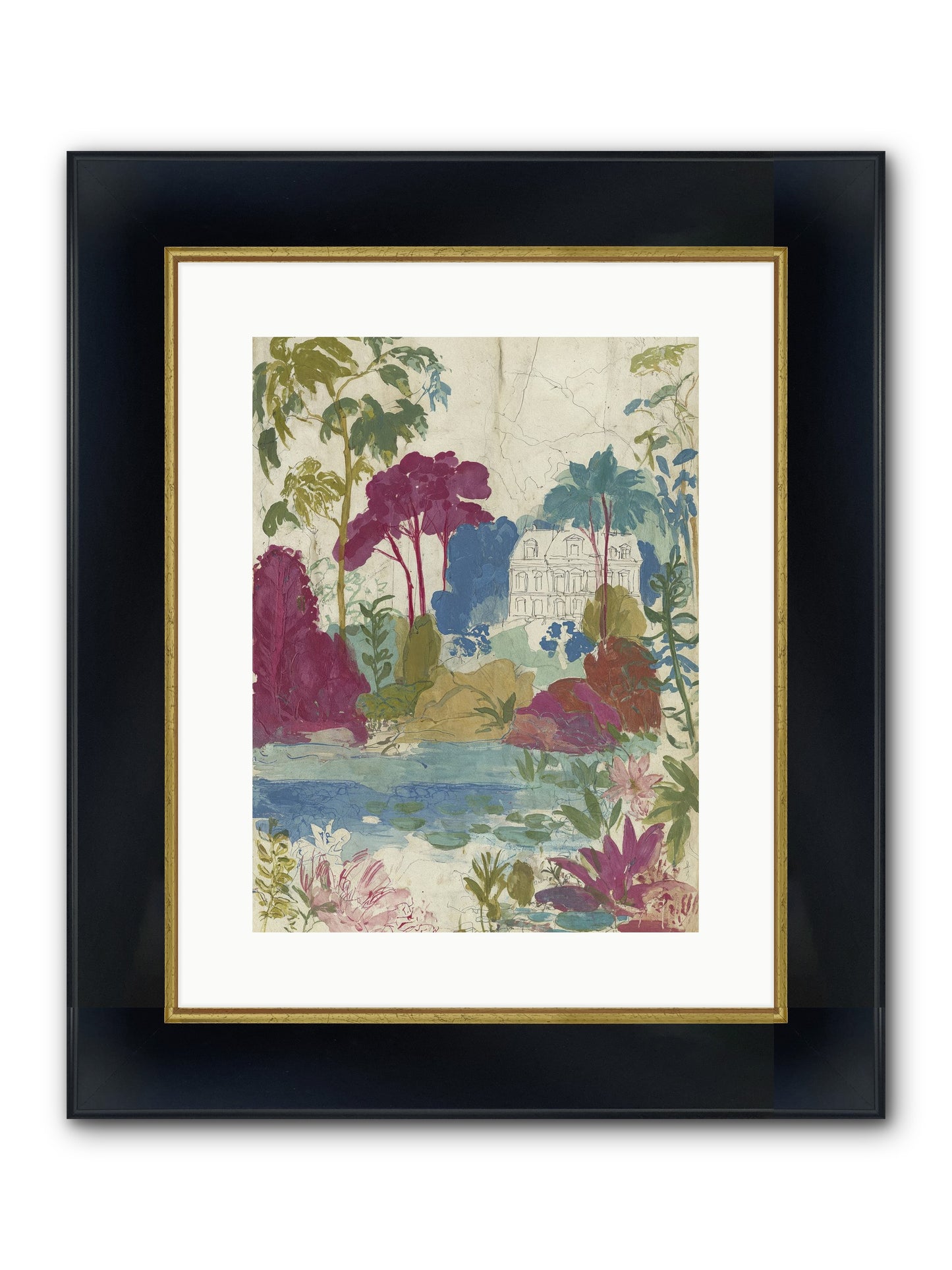 The House Sketched Itself In Framed Print - Wide Black w/Gold 12x16