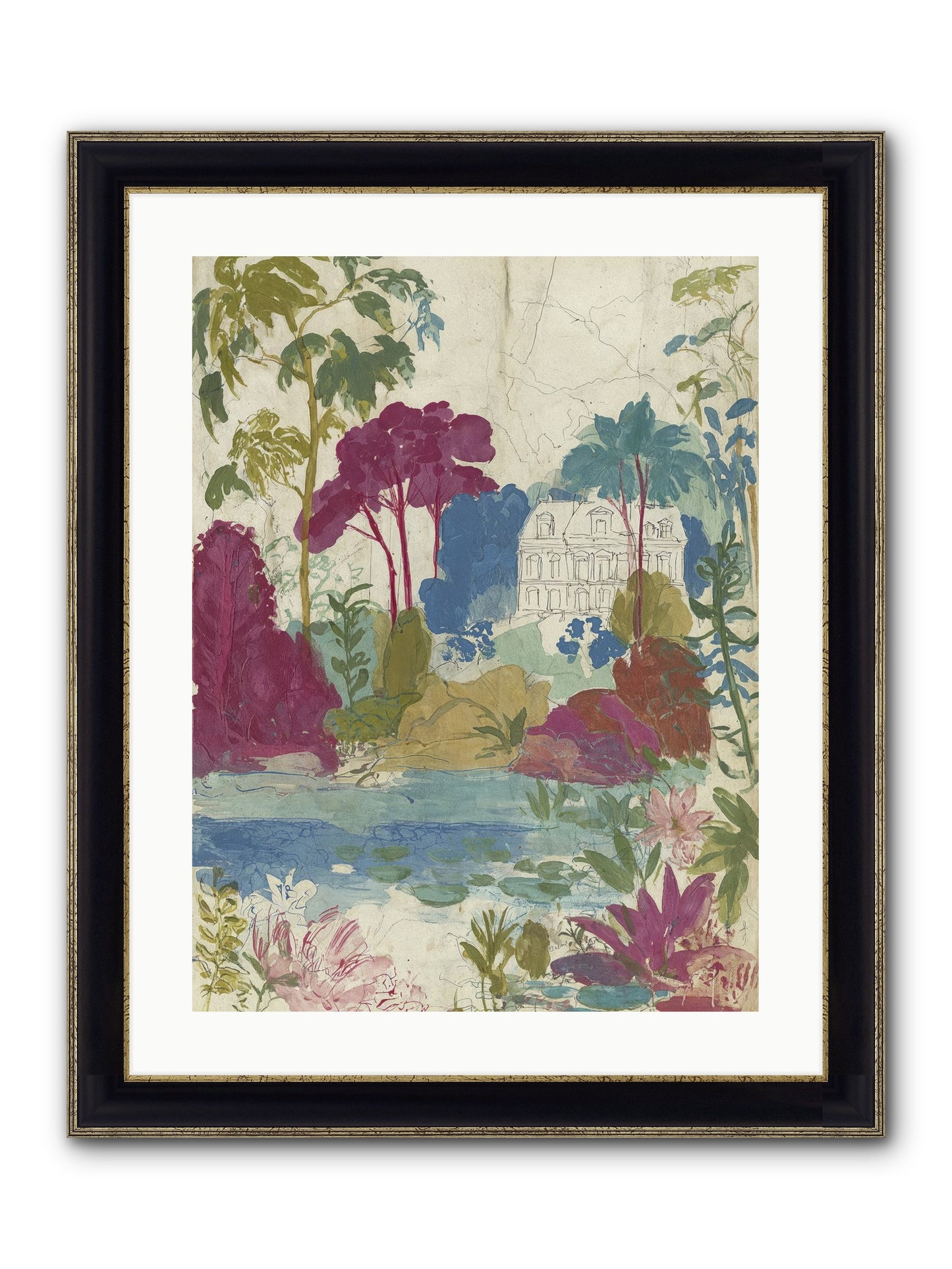 The House Sketched Itself In Framed Print - Black & Gold 18x24