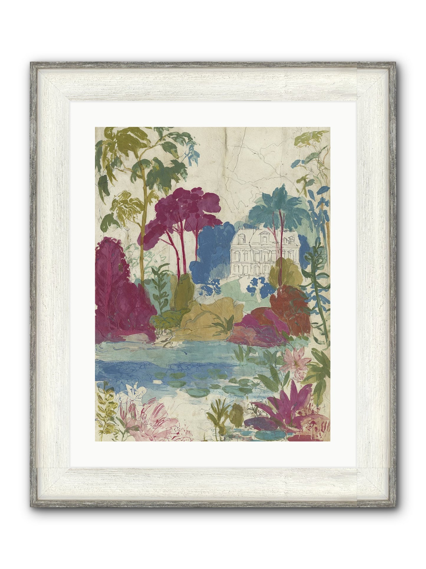 The House Sketched Itself In Framed Print - Driftwood White 18x24
