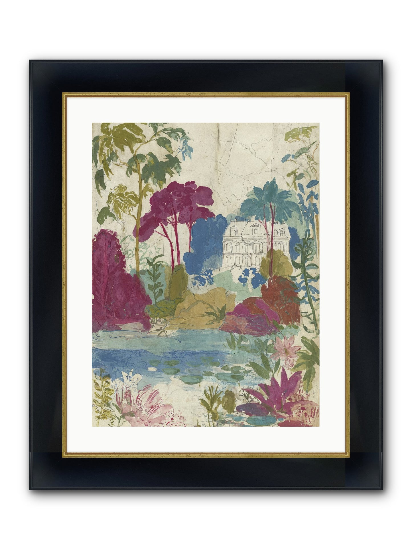 The House Sketched Itself In Framed Print - Wide Black w/Gold 18x24