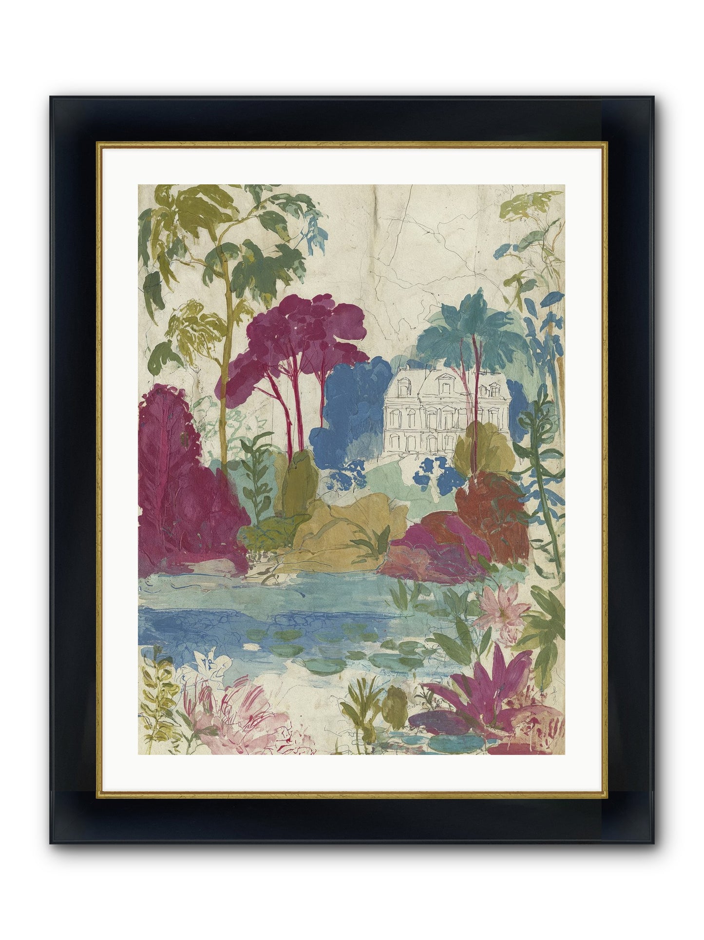 The House Sketched Itself In Framed Print - Wide Black w/Gold 24x32