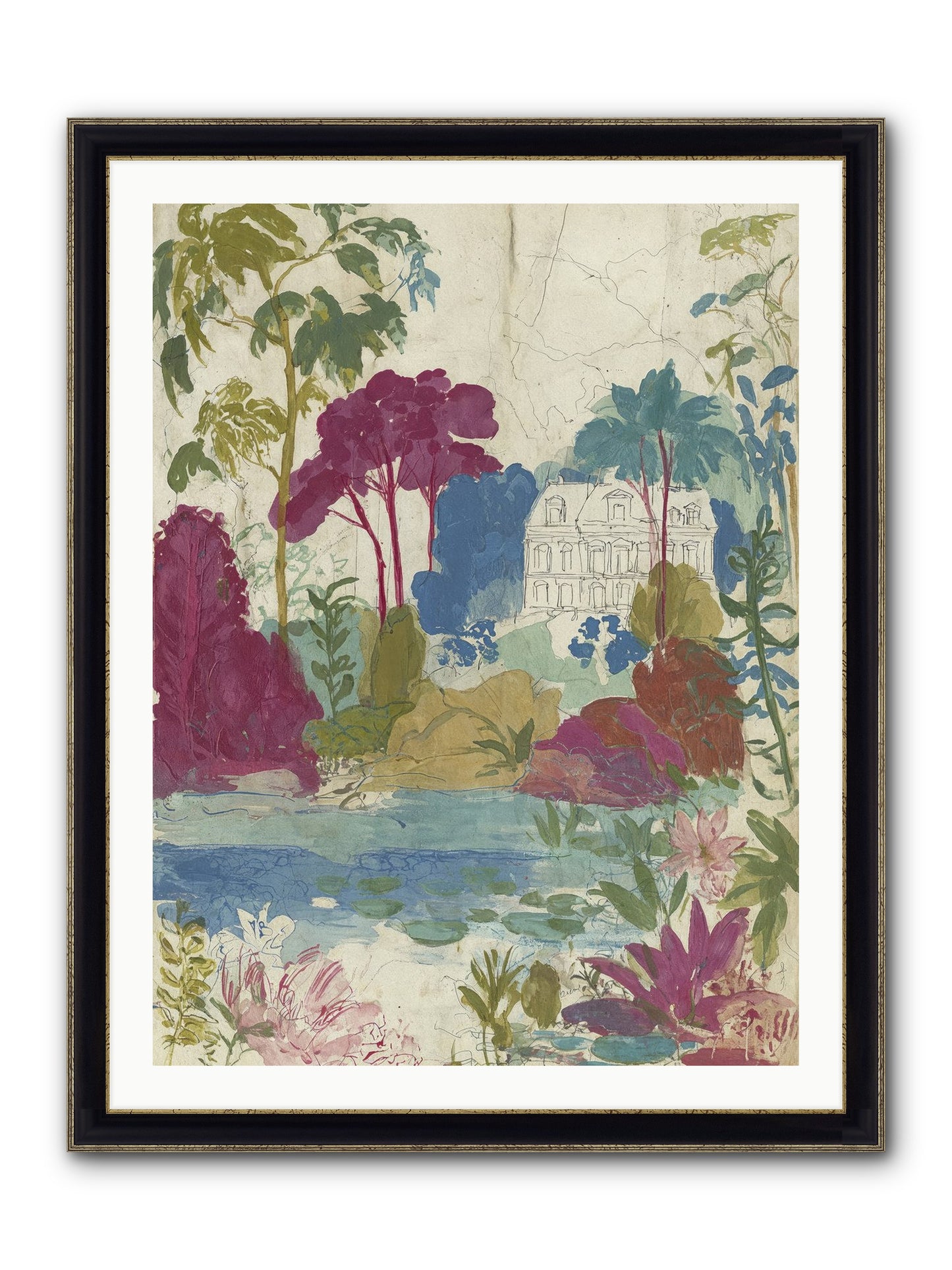 The House Sketched Itself In Framed Print - Black & Gold 30x40