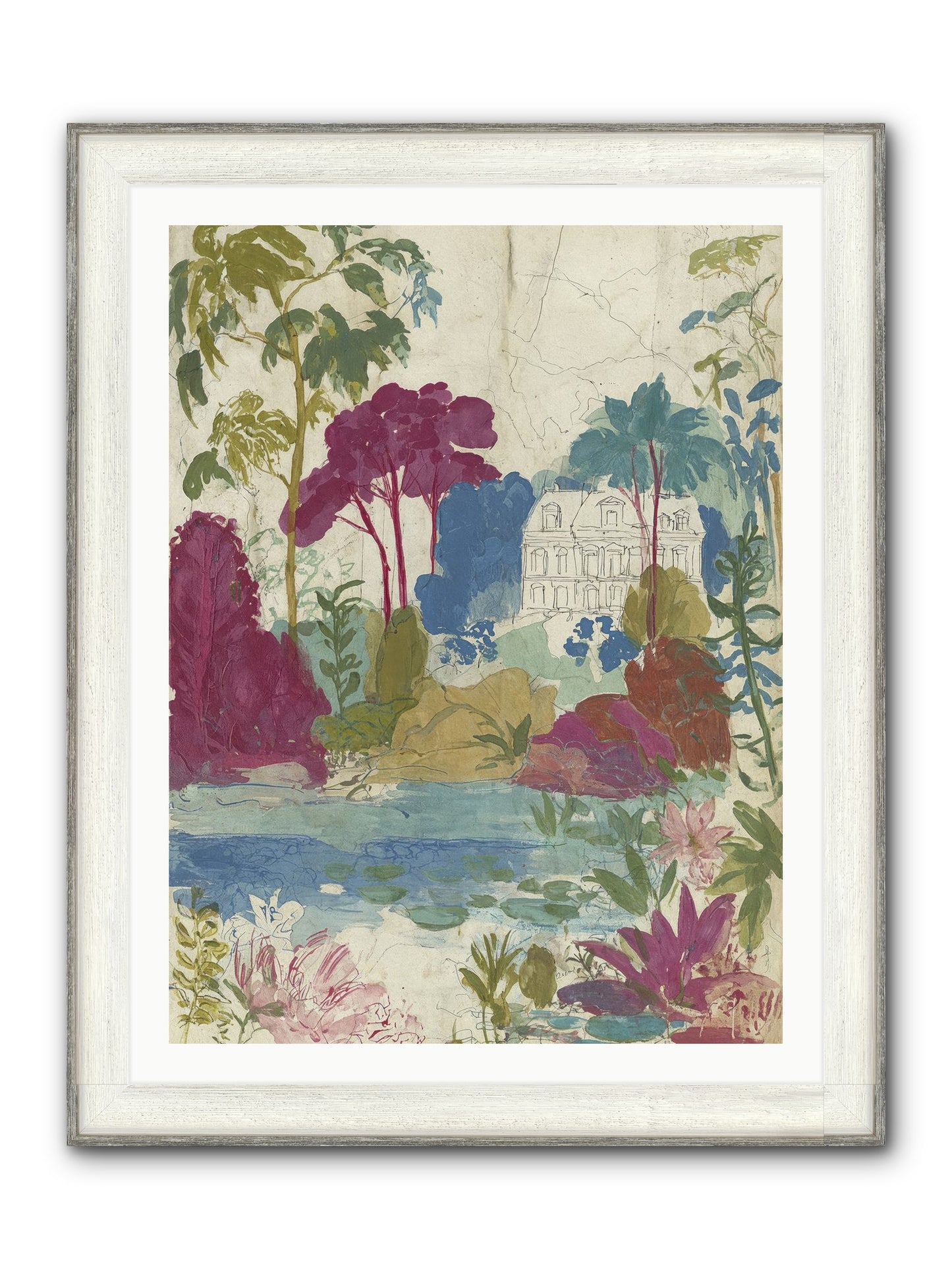 The House Sketched Itself In Framed Print - Driftwood White 30x40