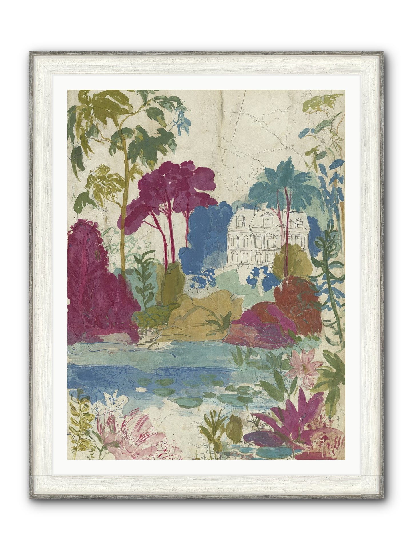 The House Sketched Itself In Framed Print - Driftwood White 36x48