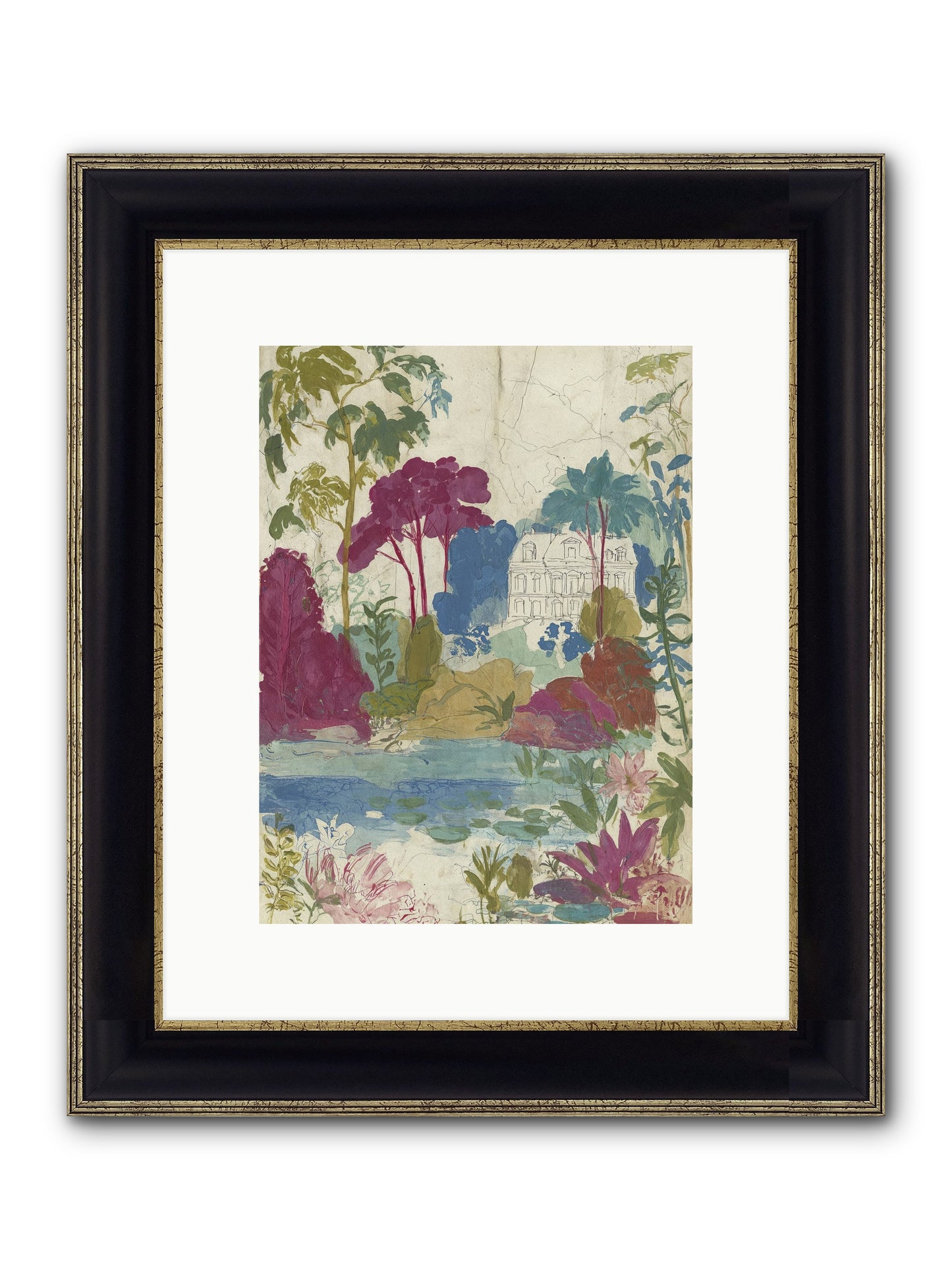 The House Sketched Itself In Framed Print - Black & Gold 9x12