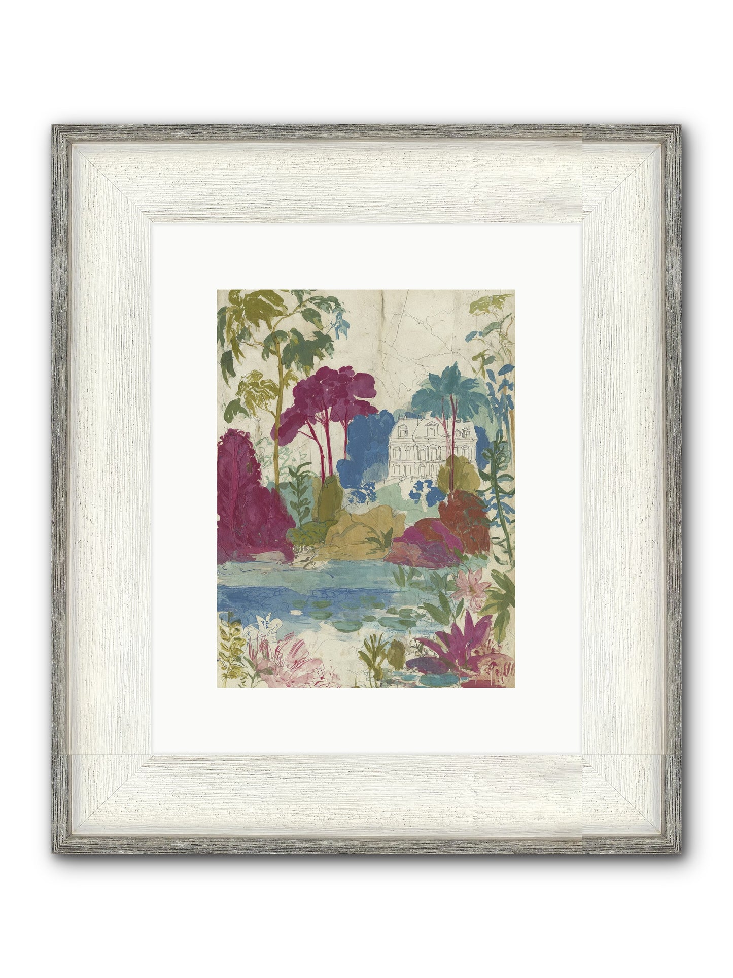 The House Sketched Itself In Framed Print - Driftwood White 9x12