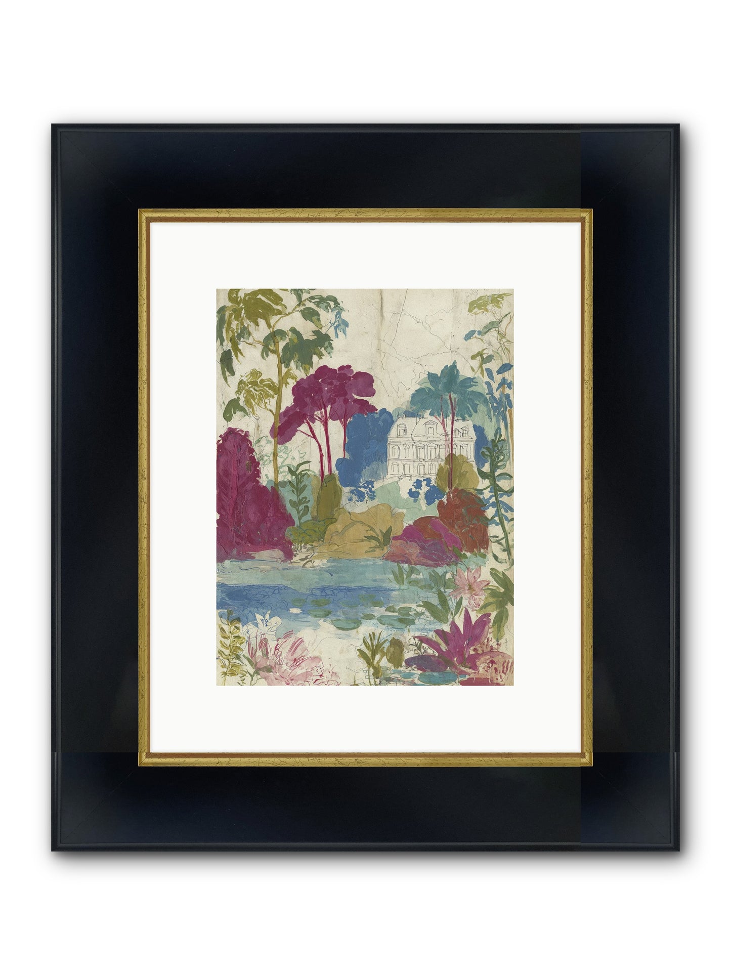 The House Sketched Itself In Framed Print - Wide Black w/Gold 9x12