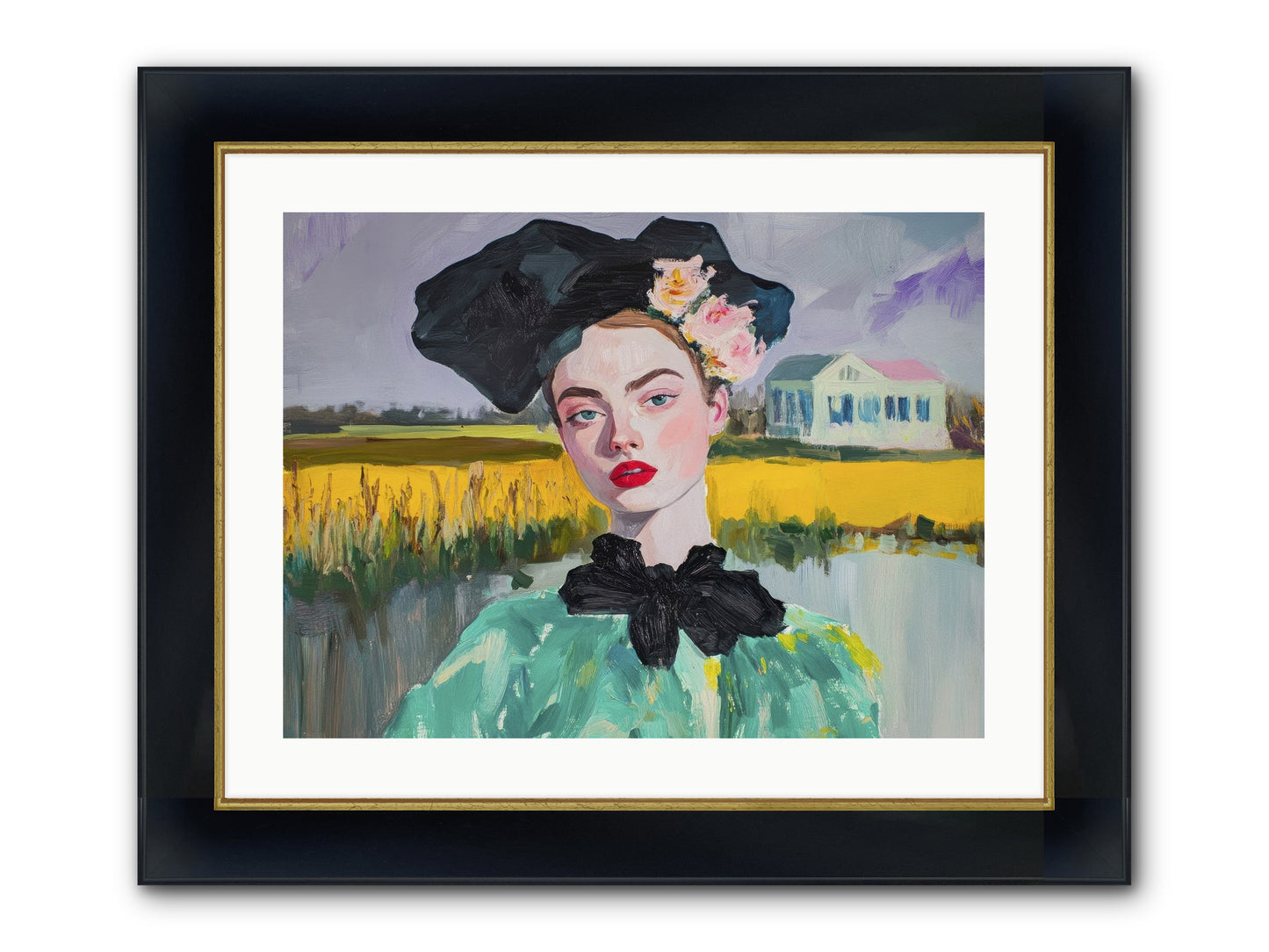 The House That Waited Framed Print - Wide Black w/Gold 24x18
