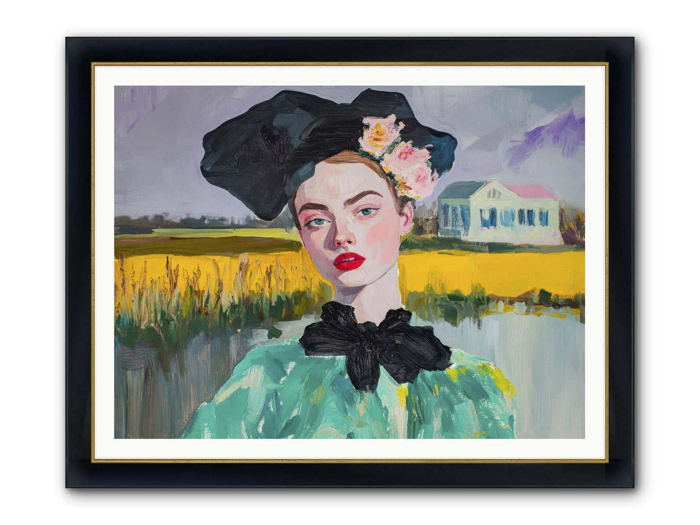 The House That Waited Framed Print - Wide Black w/Gold 48x36