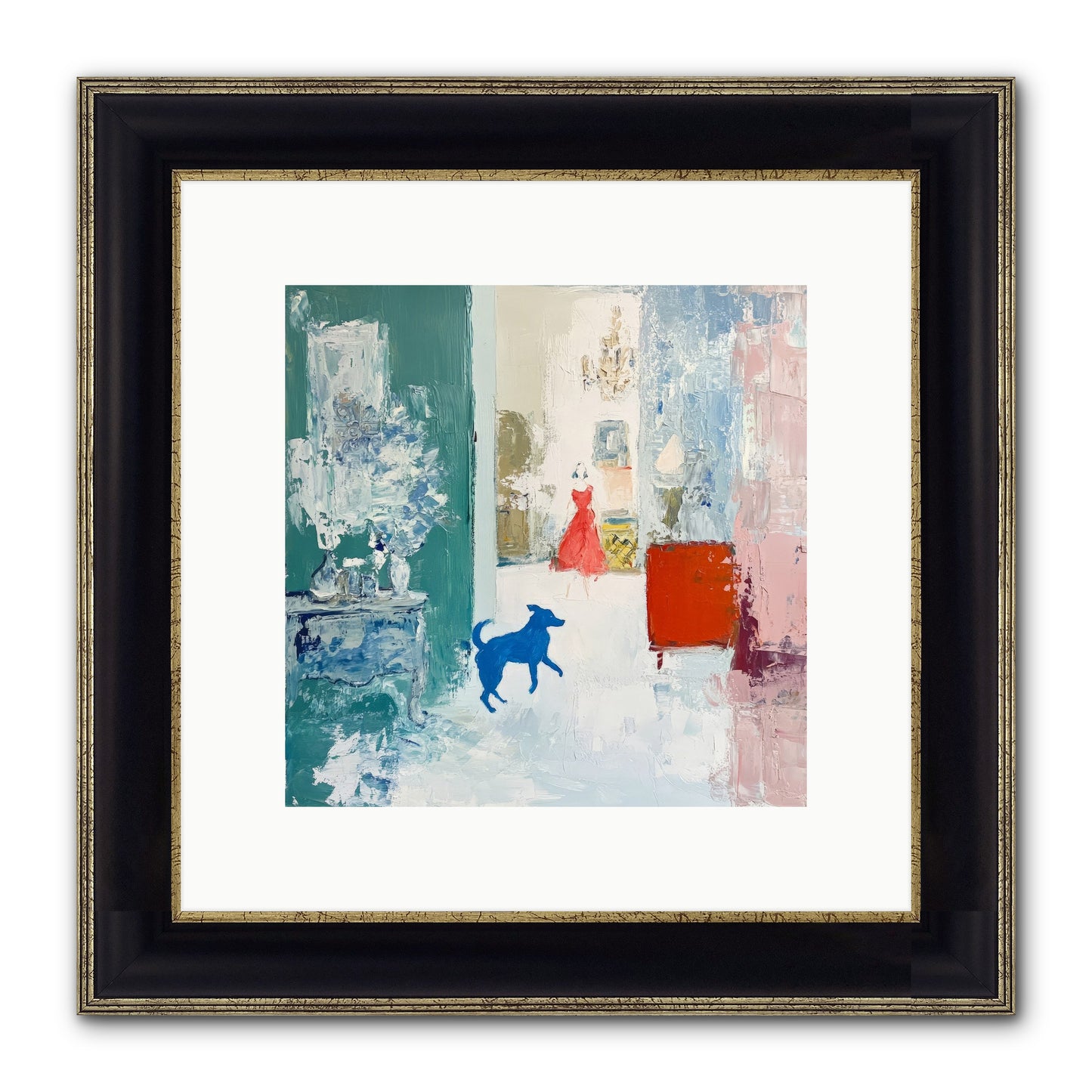 The Indigo Hound Framed Print - Black & Gold 10x10