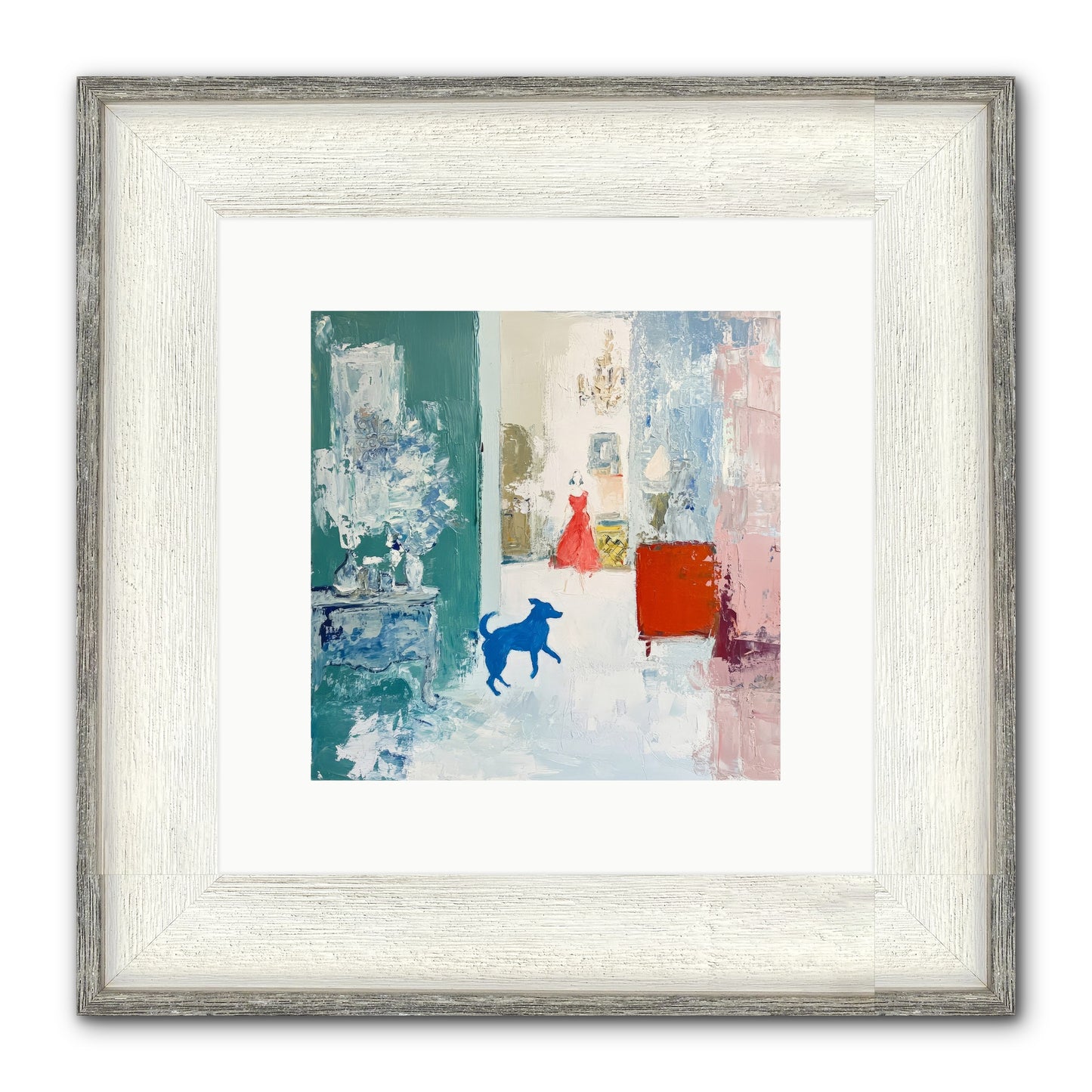 The Indigo Hound Framed Print - Driftwood White 10x10