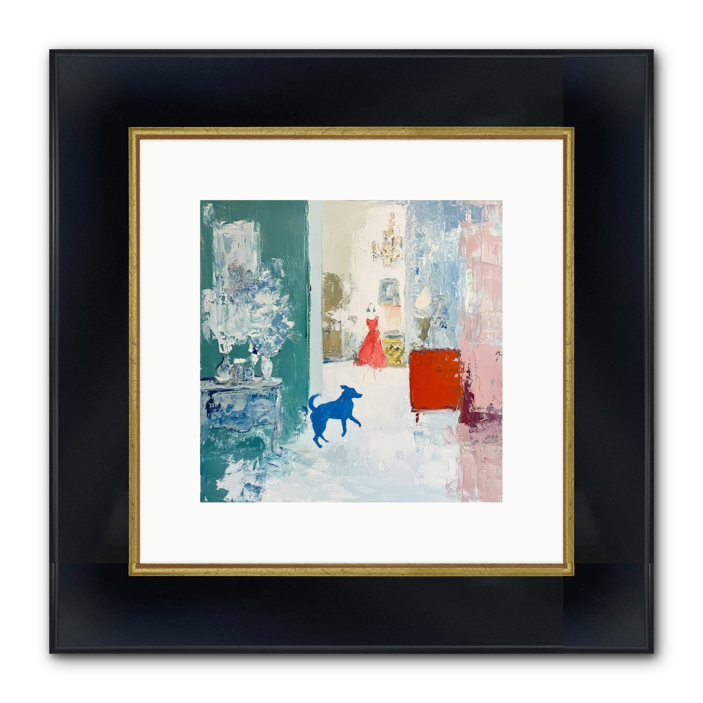 The Indigo Hound Framed Print - Wide Black w/Gold 10x10