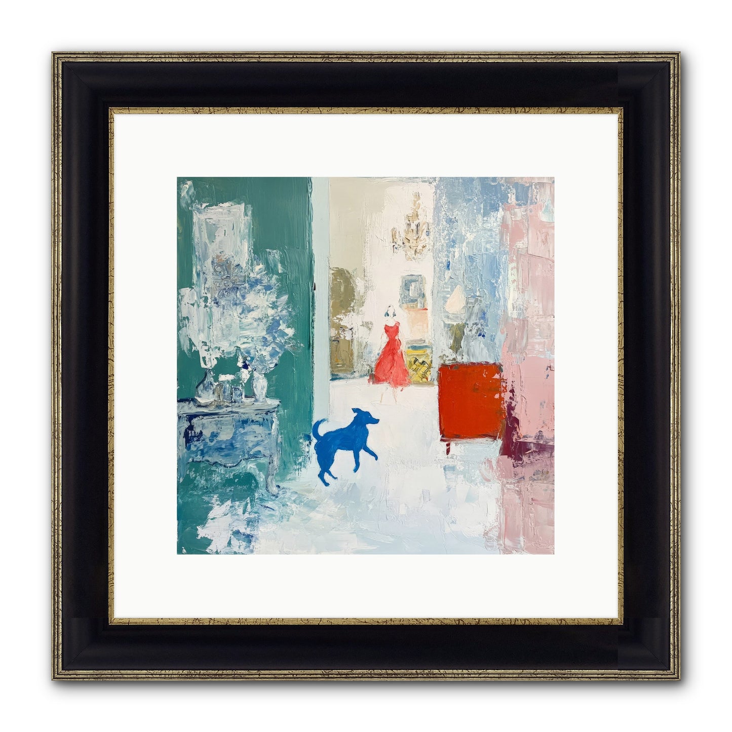 The Indigo Hound Framed Print - Black & Gold 12x12