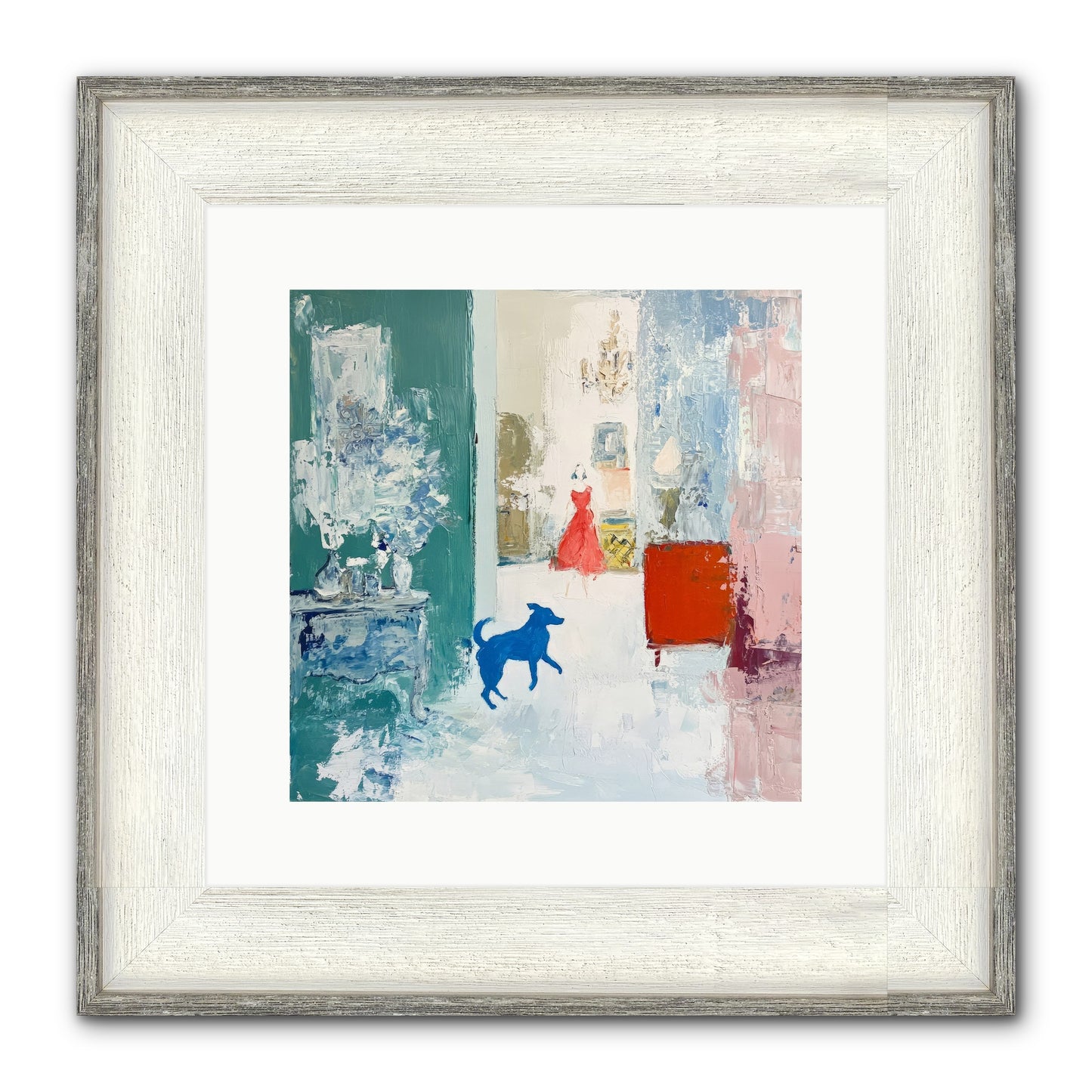 The Indigo Hound Framed Print - Driftwood White 12x12