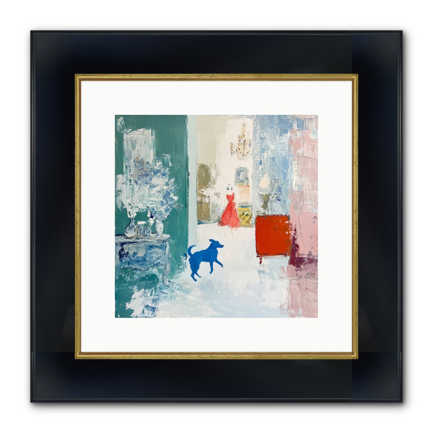 The Indigo Hound Framed Print - Wide Black w/Gold 12x12