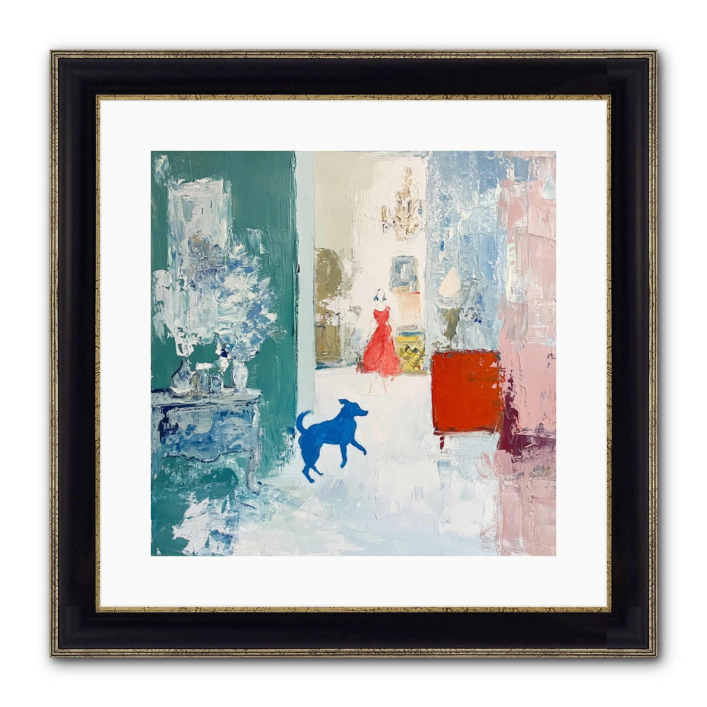 The Indigo Hound Framed Print - Black & Gold 16x16