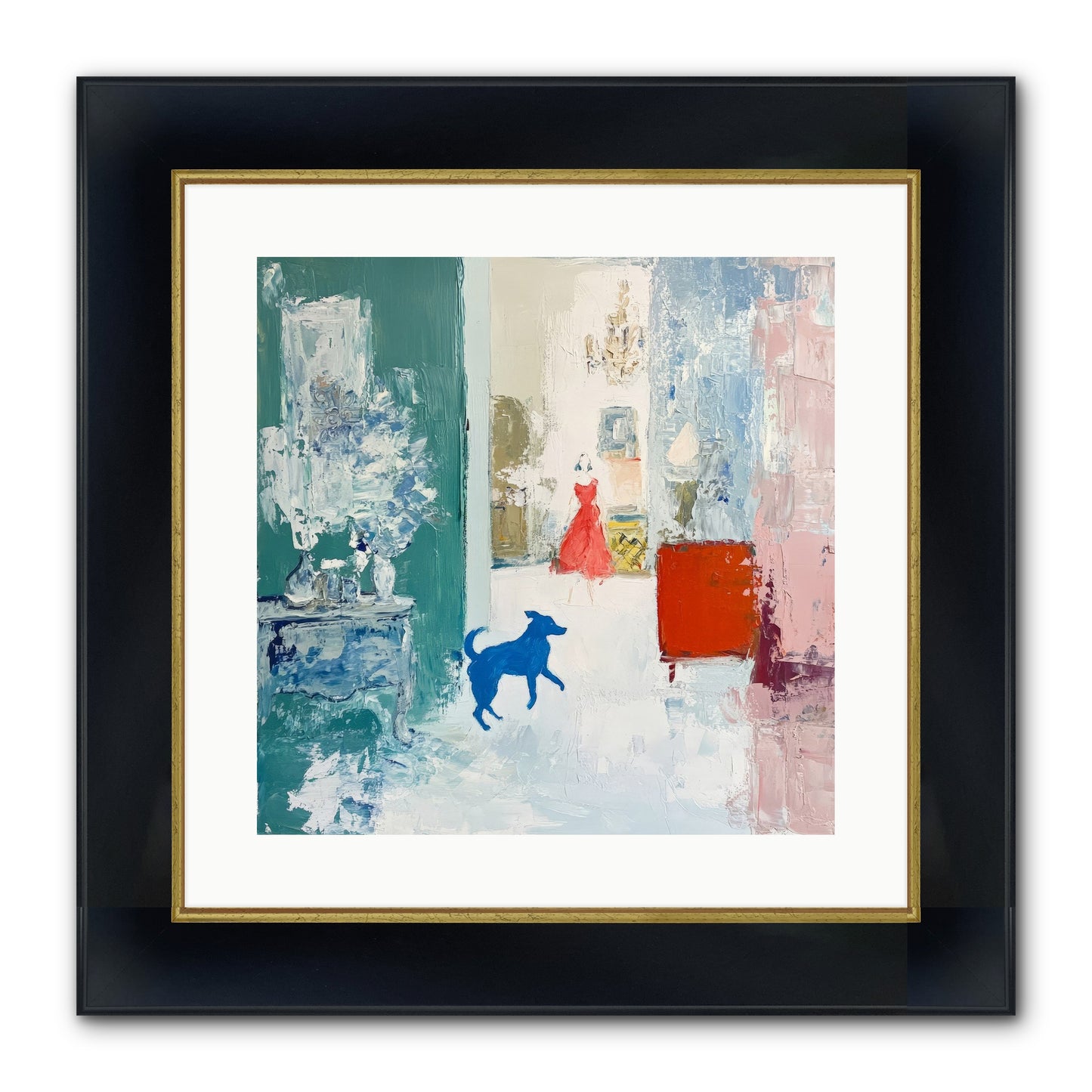 The Indigo Hound Framed Print - Wide Black w/Gold 16x16