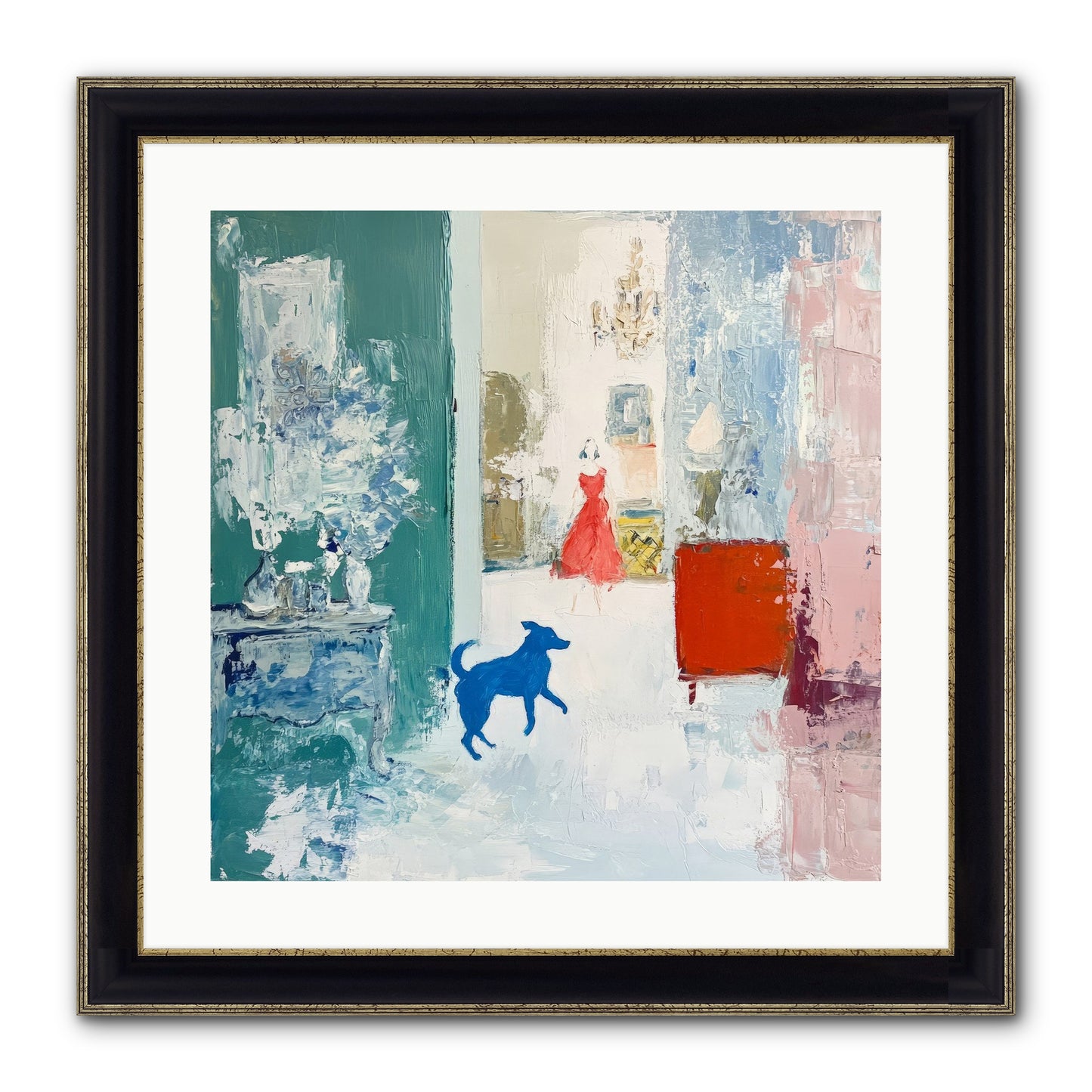 The Indigo Hound Framed Print - Black & Gold 20x20