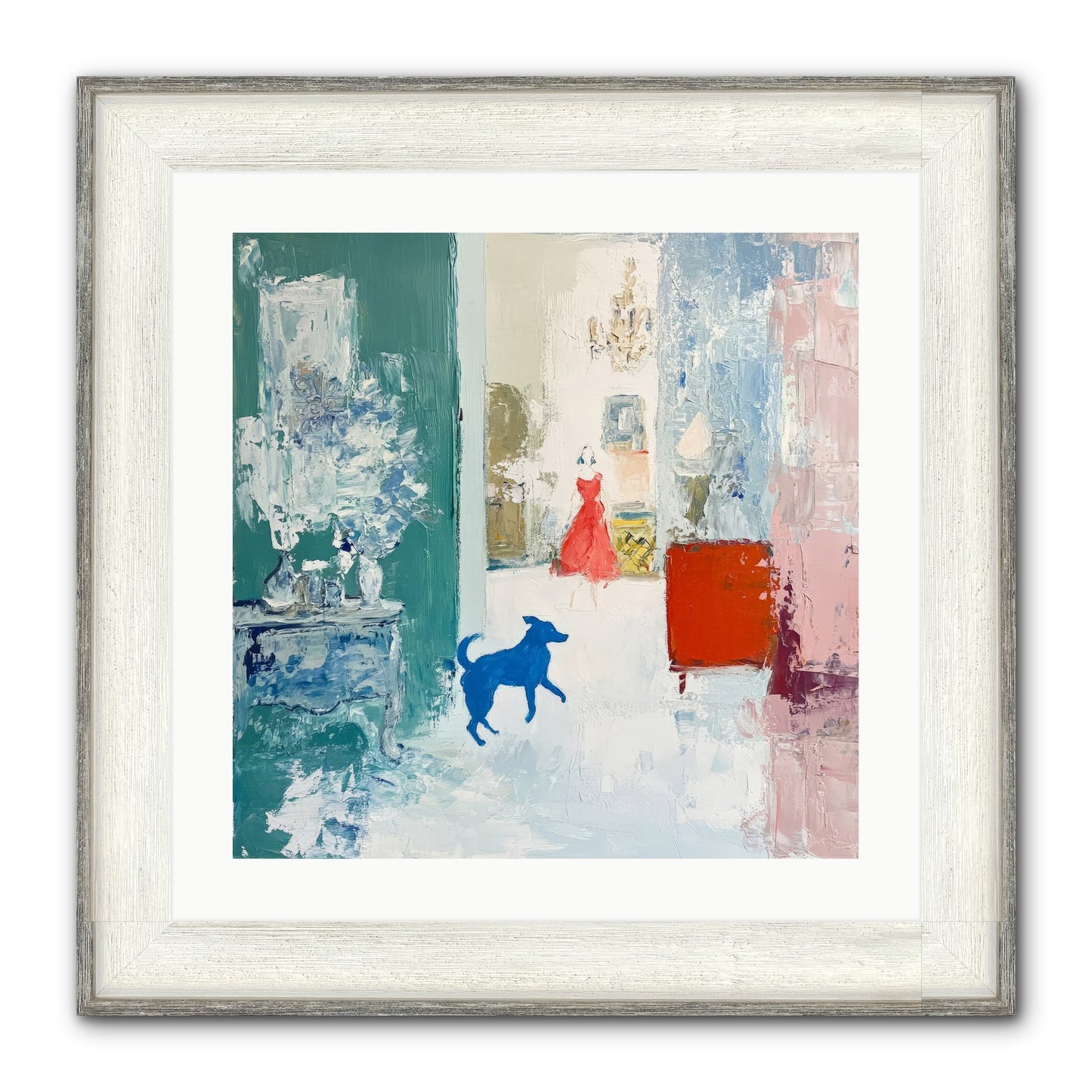 The Indigo Hound Framed Print - Driftwood White 20x20