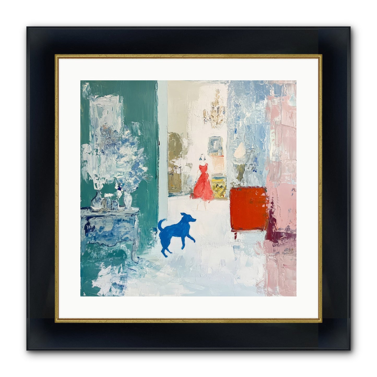 The Indigo Hound Framed Print - Wide Black w/Gold 20x20