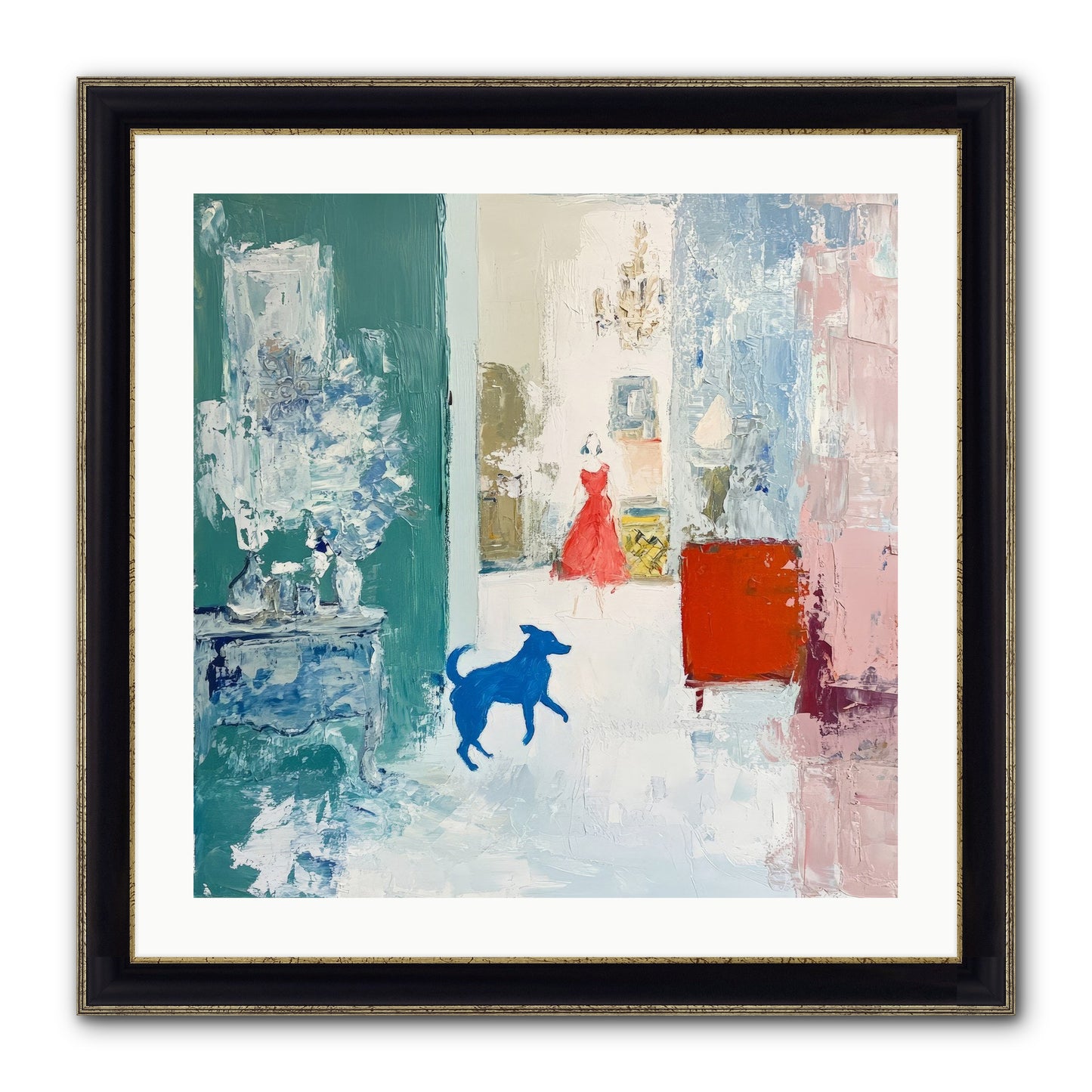 The Indigo Hound Framed Print - Black & Gold 24x24
