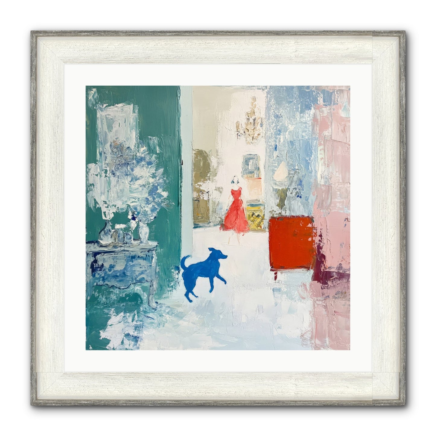 The Indigo Hound Framed Print - Driftwood White 24x24