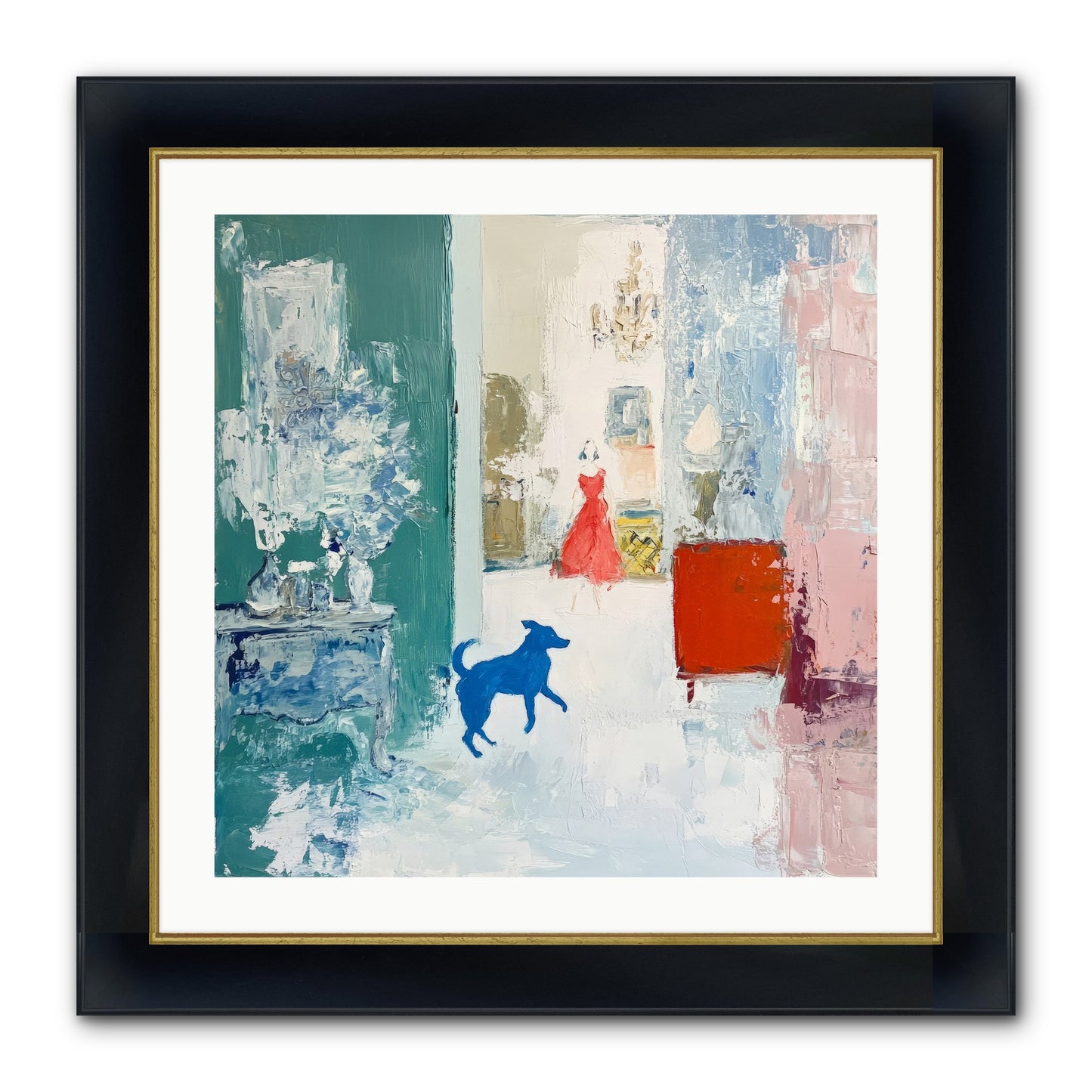 The Indigo Hound Framed Print - Wide Black w/Gold 24x24