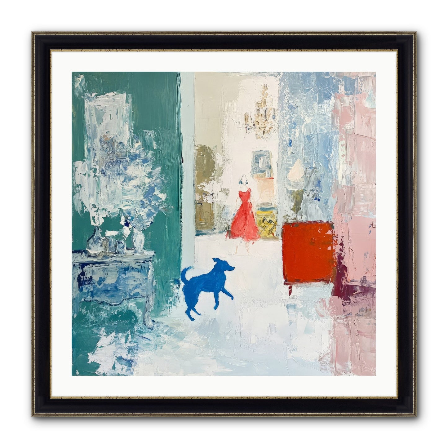 The Indigo Hound Framed Print - Black & Gold 30x30