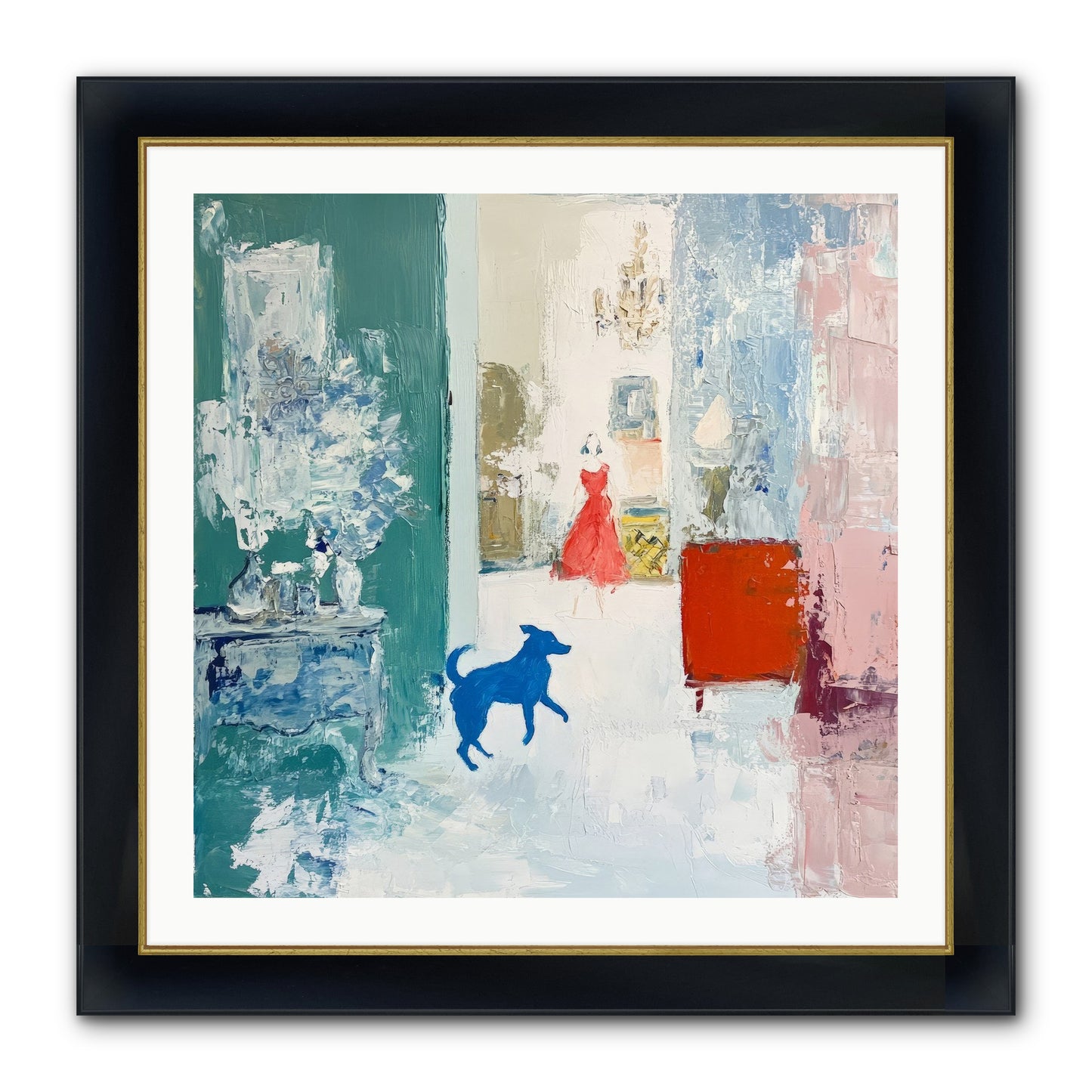 The Indigo Hound Framed Print - Wide Black w/Gold 30x30