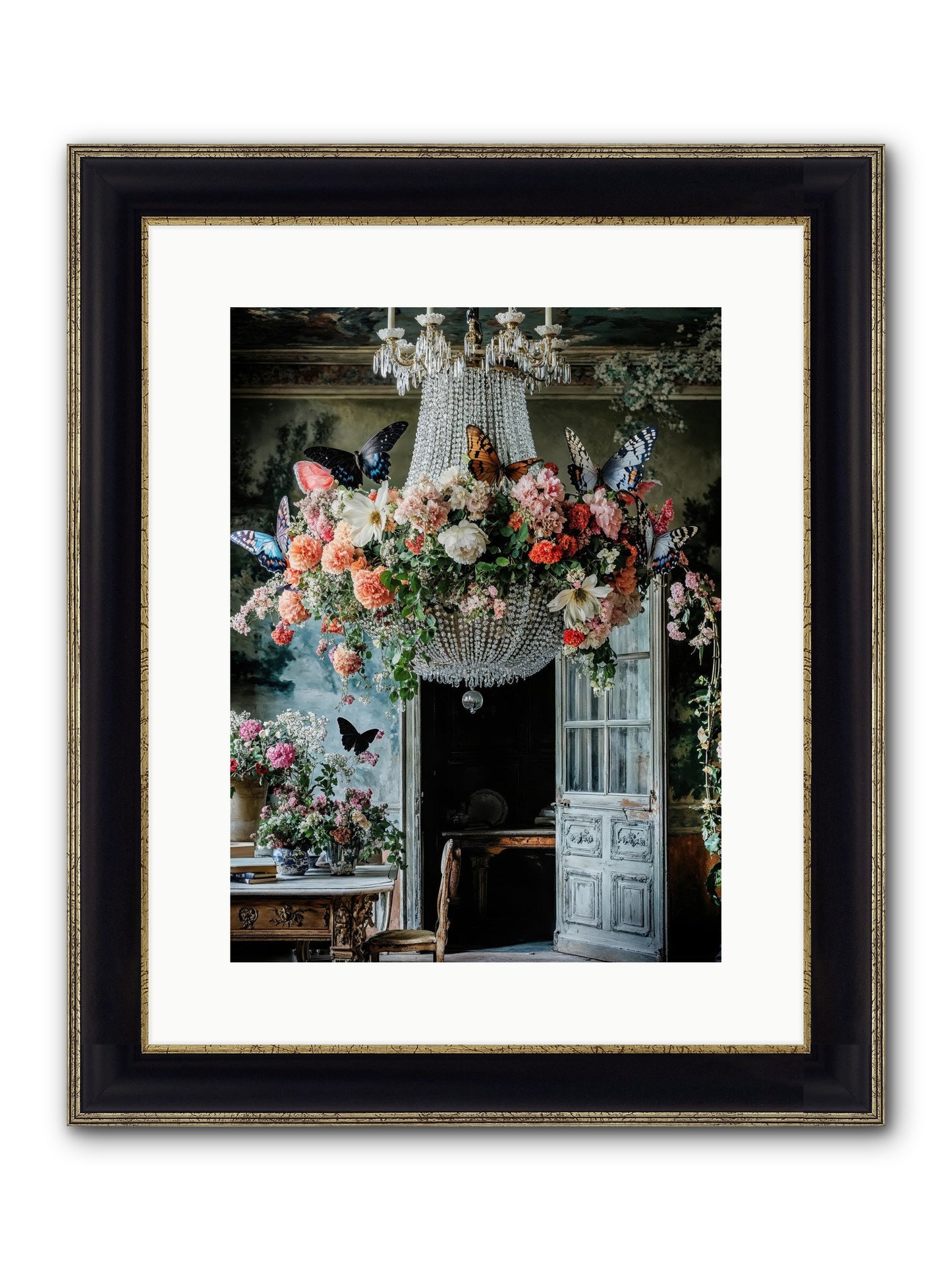 The Indoor Migration Framed Print - Black & Gold 12x16
