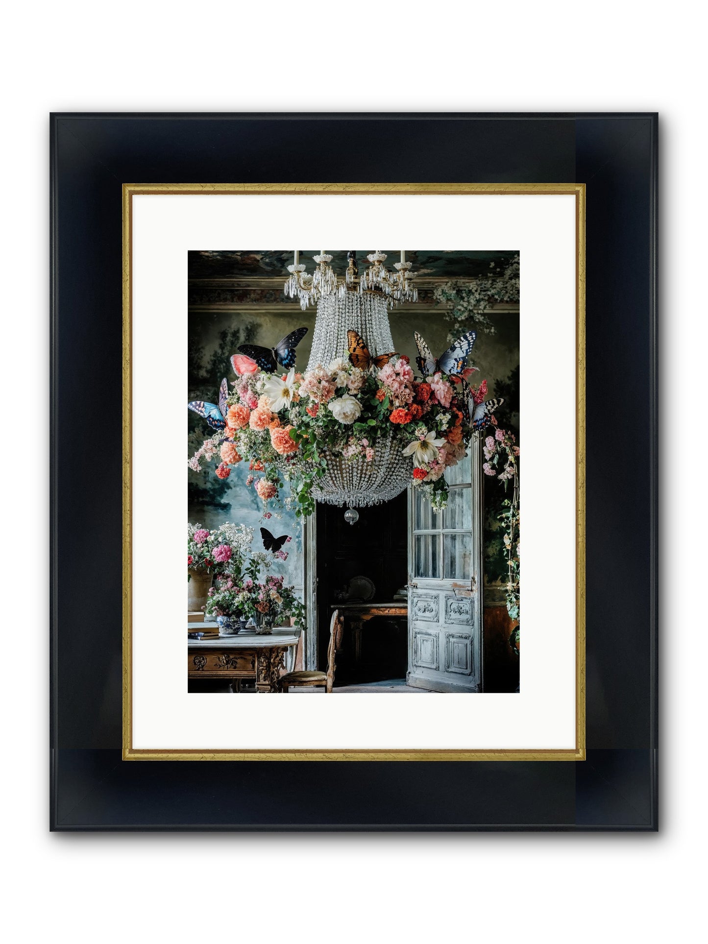 The Indoor Migration Framed Print - Wide Black w/Gold 12x16