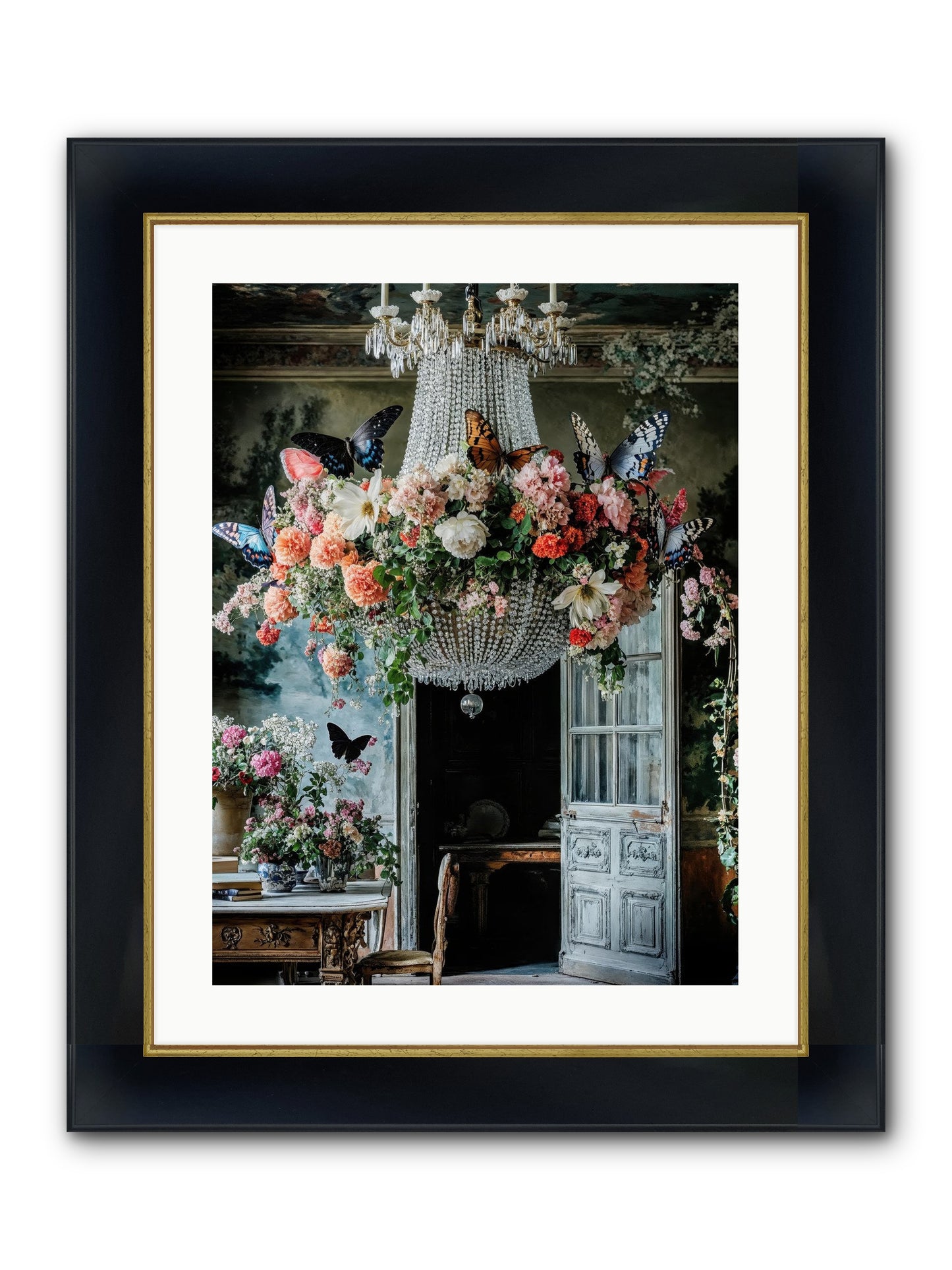 The Indoor Migration Framed Print - Wide Black w/Gold 18x24