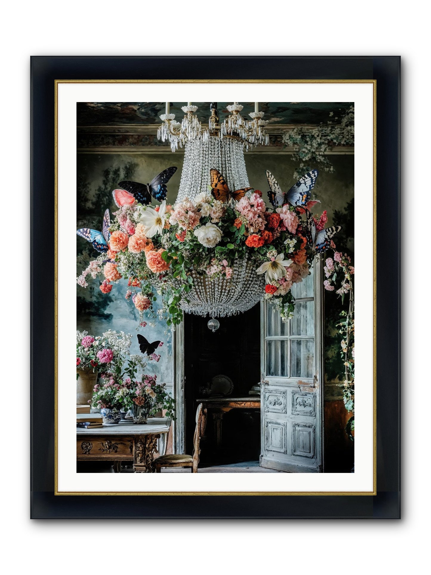 The Indoor Migration Framed Print - Wide Black w/Gold 30x40