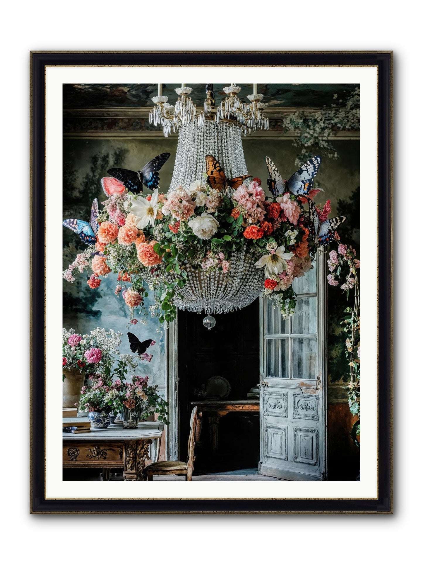 The Indoor Migration Framed Print - Black & Gold 36x48