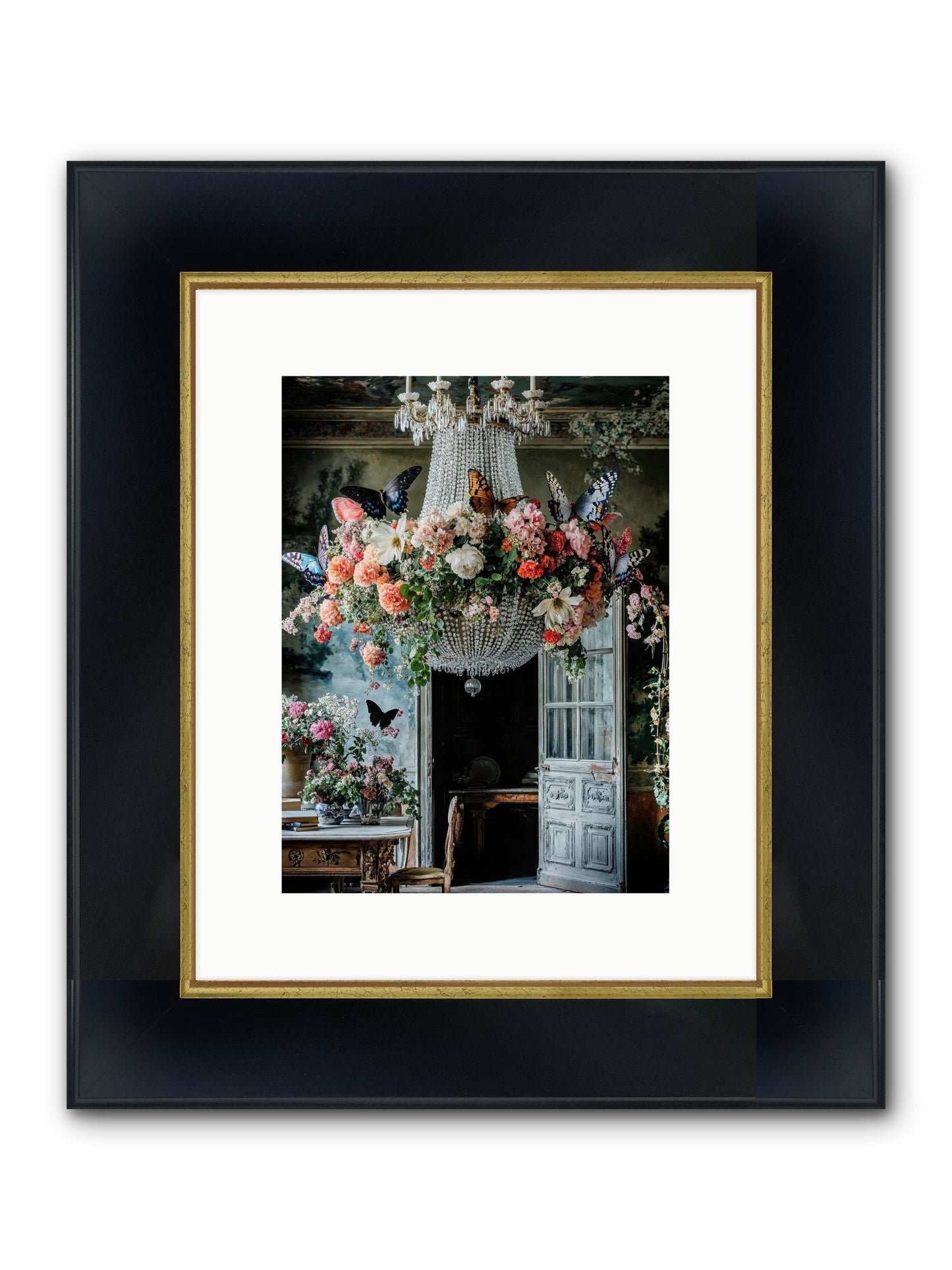 The Indoor Migration Framed Print - Wide Black w/Gold 9x12