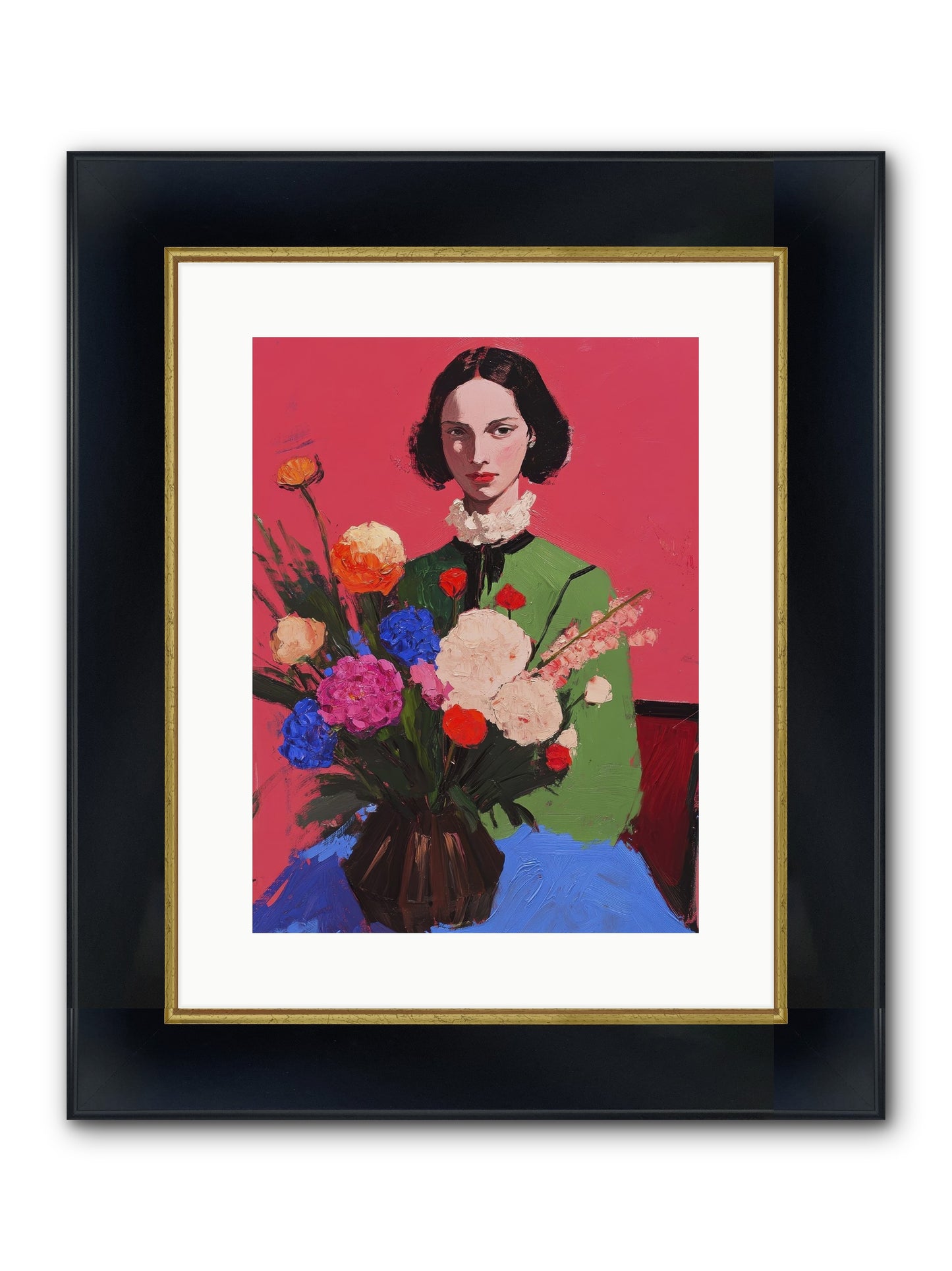 The Juniper Hall Framed Print - Wide Black w/Gold 12x16