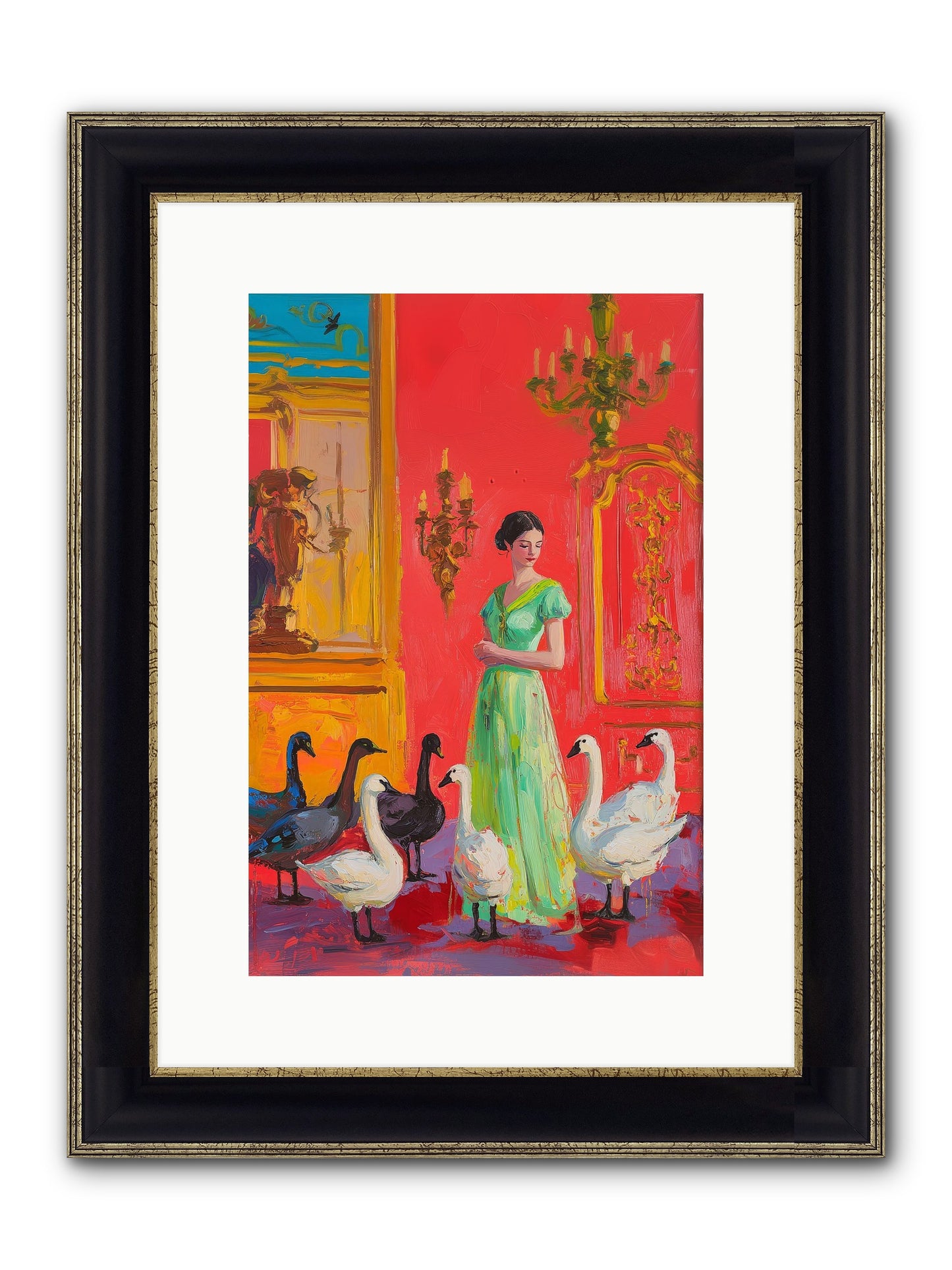 The Lake Keeper Framed Print - Black & Gold 10x15