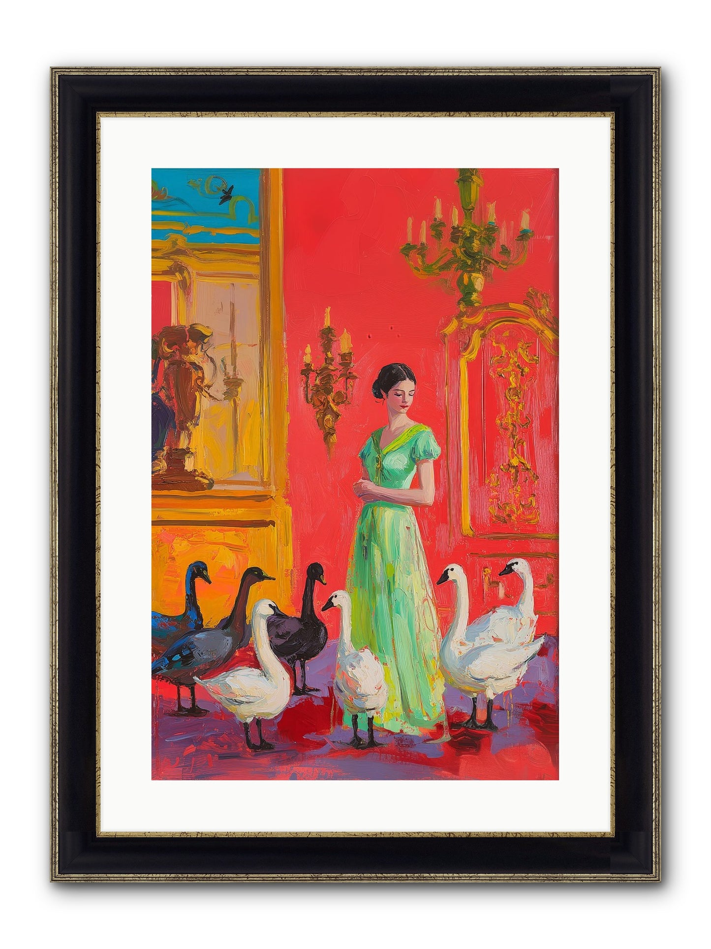 The Lake Keeper Framed Print - Black & Gold 16x24