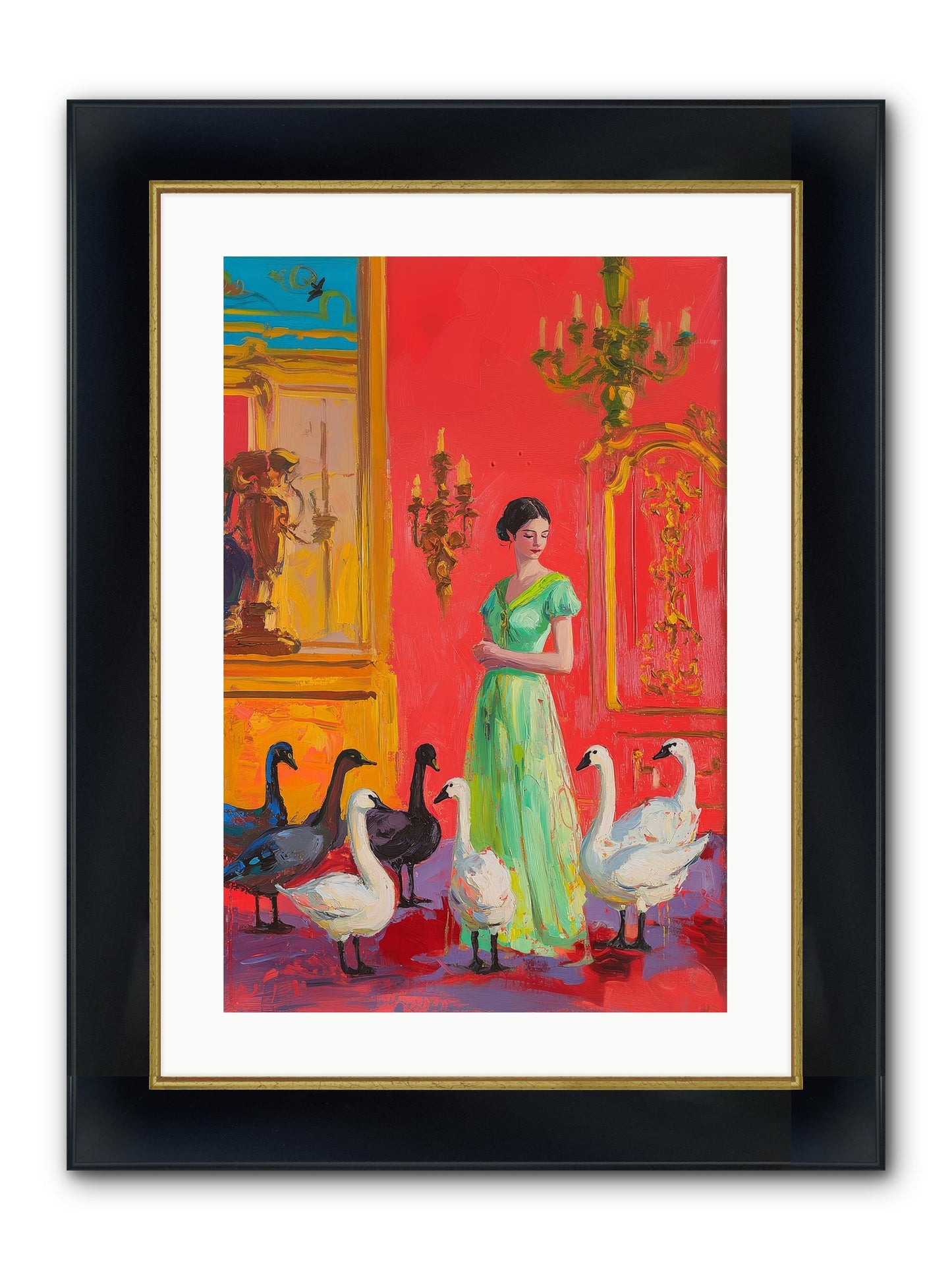 The Lake Keeper Framed Print - Wide Black w/Gold 16x24