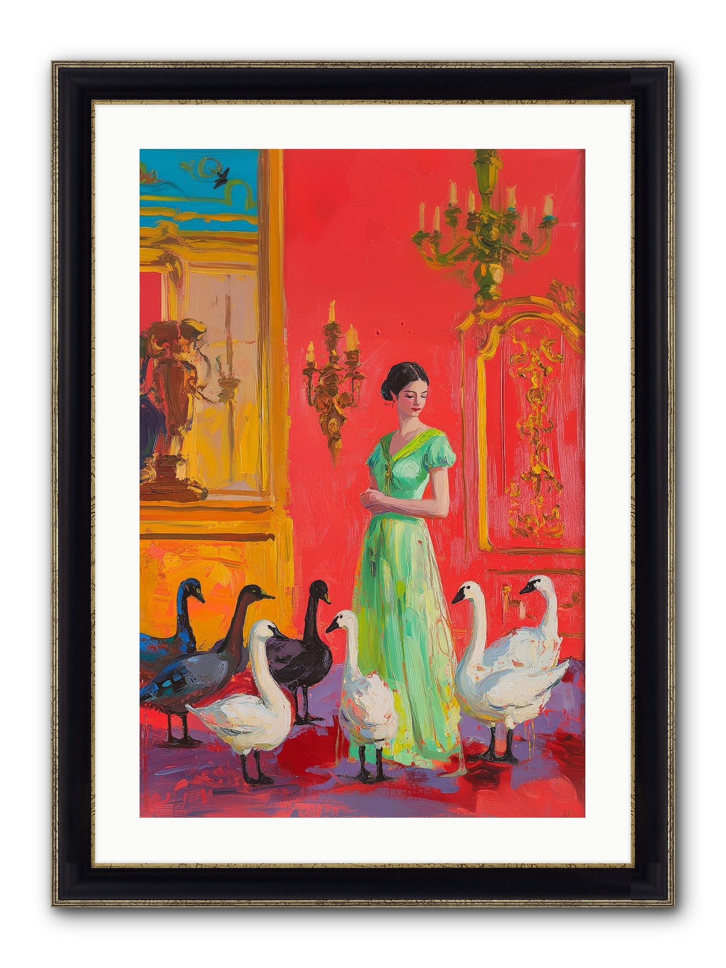 The Lake Keeper Framed Print - Black & Gold 20x30