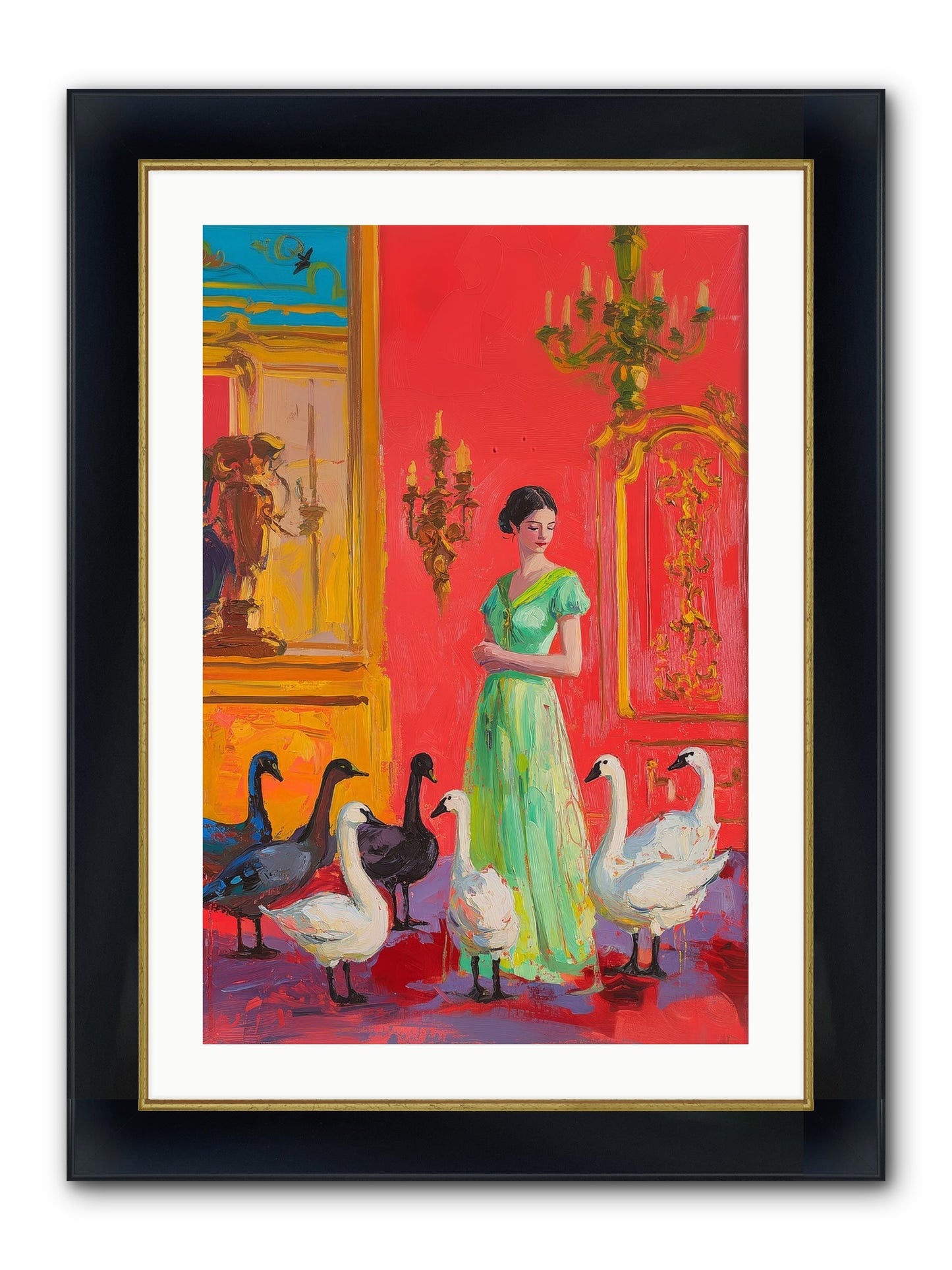 The Lake Keeper Framed Print - Wide Black w/Gold 20x30