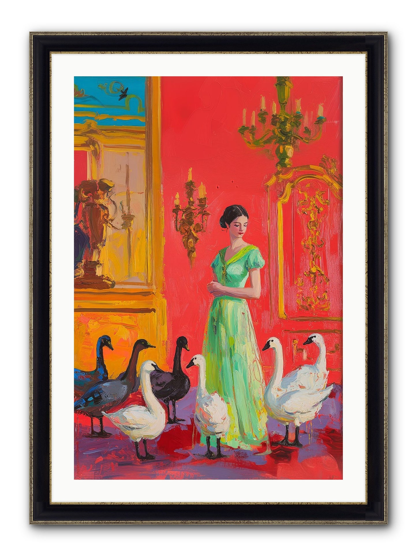 The Lake Keeper Framed Print - Black & Gold 24x36